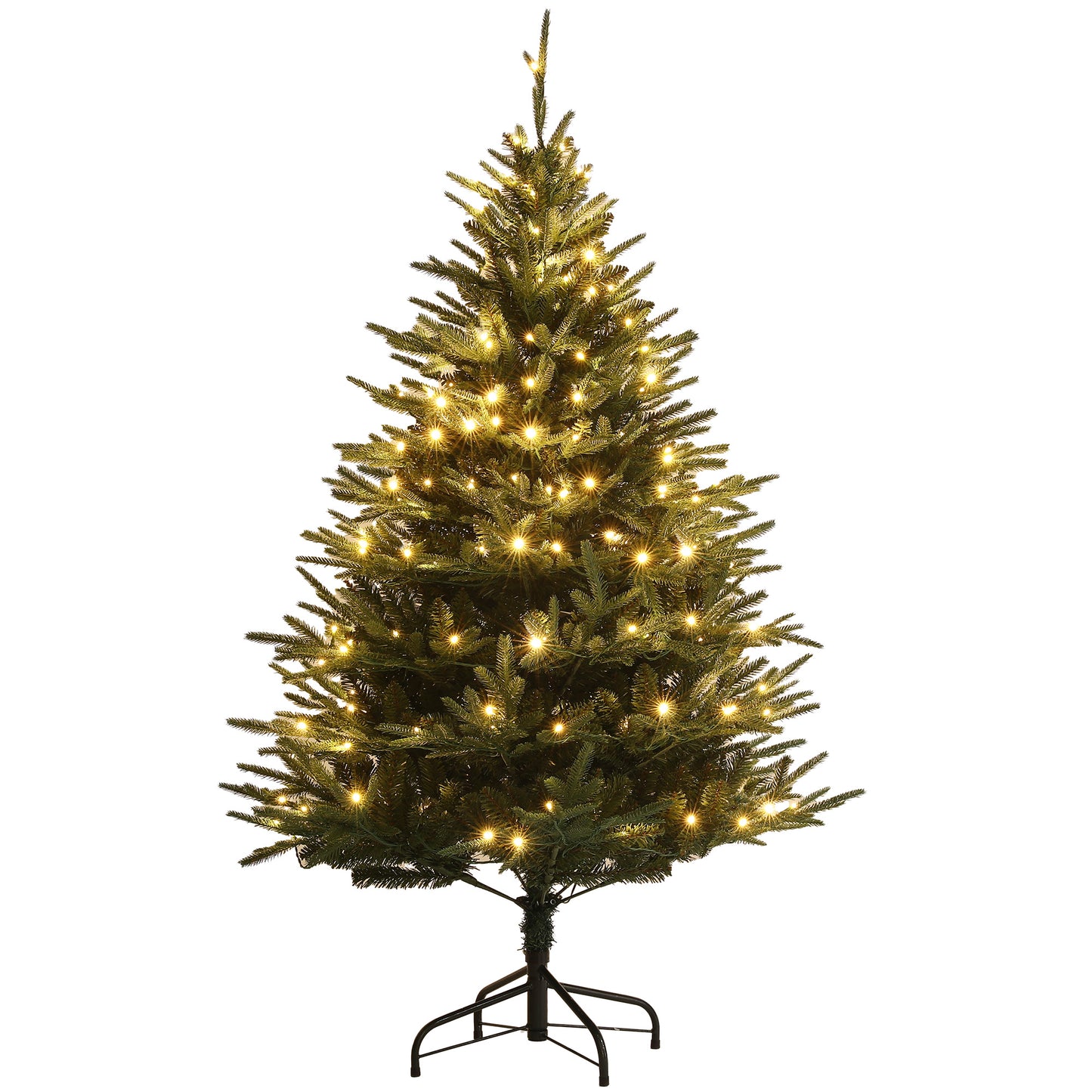 5ft Prelit Artificial Christmas Tree with 542 Tips, Warm White LED Lights, Steel Base, Hinged Xmas Tree, Auto Open Pre Lit Christmas Trees   at Gallery Canada