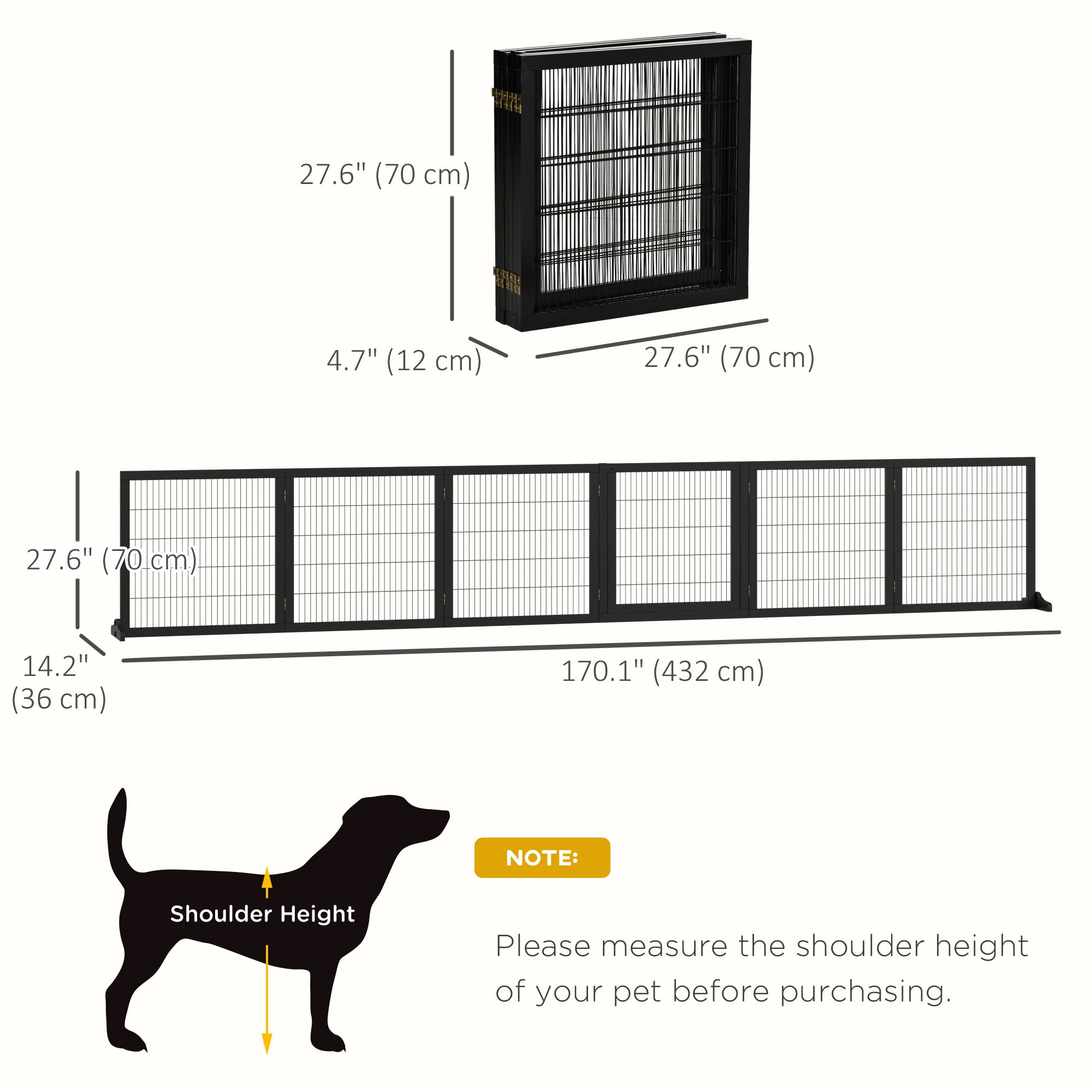 Wooden Freestanding Pet Gate w/ 2 Support Feet, Black Houses, Kennels & Pens   at Gallery Canada