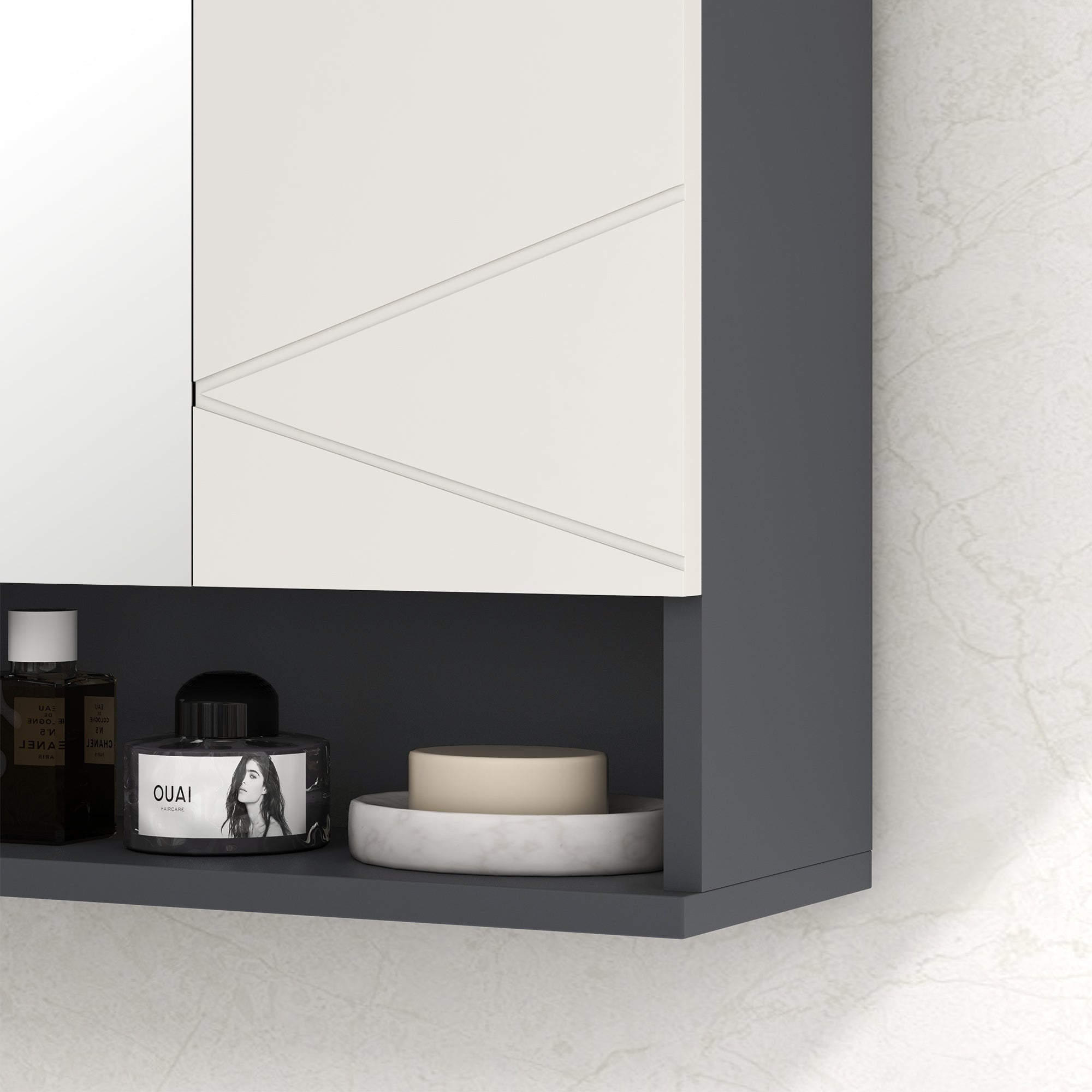 Medicine Cabinet, Wall Mounted Bathroom Mirror Cabinet with Mirrored Door, Adjustable Shelf and Soft Close Mechanism, Light Grey Mirror Medicine Cabinets at Gallery Canada