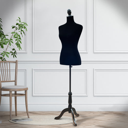 Female Fashion Mannequin Dress Form Torso Dressmaker Stand Clothing Display w/ Base (Black)