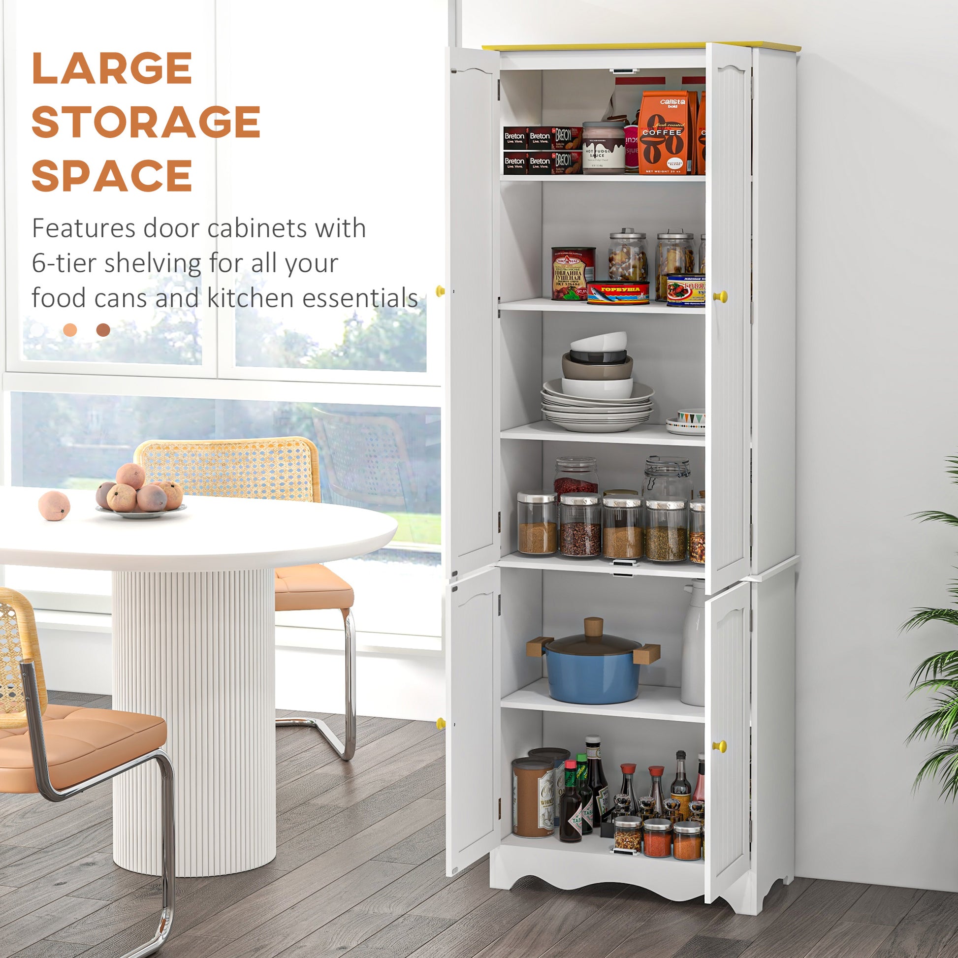 Freestanding Storage Cabinet, Kitchen Pantry Cabinet with 4 Shelves, 4 Doors, Kitchen Storage Cabinets for Dining Room Kitchen Pantry Cabinets   at Gallery Canada