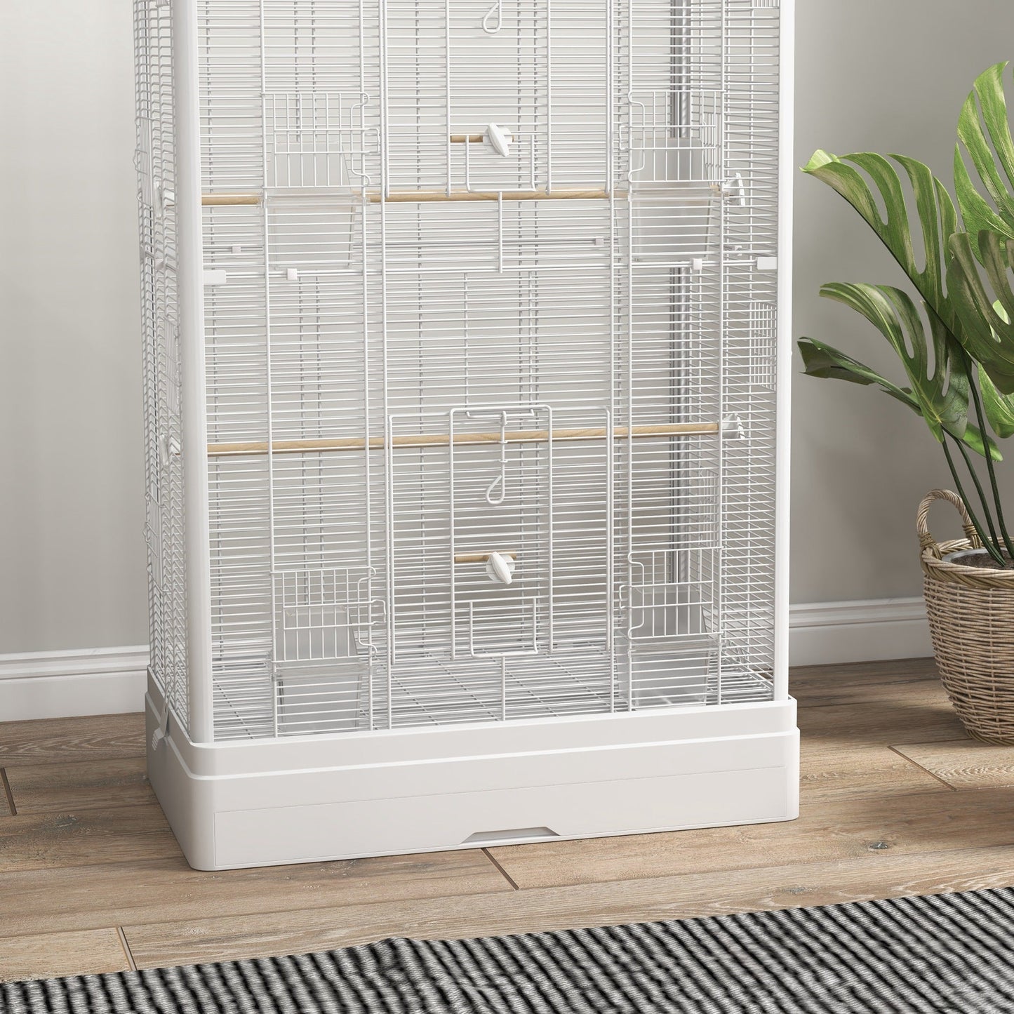 39" Bird Cage for Budgie Finches Canaries Love Birds with Wooden Stands, Slide-Out Tray, Handles, Food Containers, White Bird Cages   at Gallery Canada