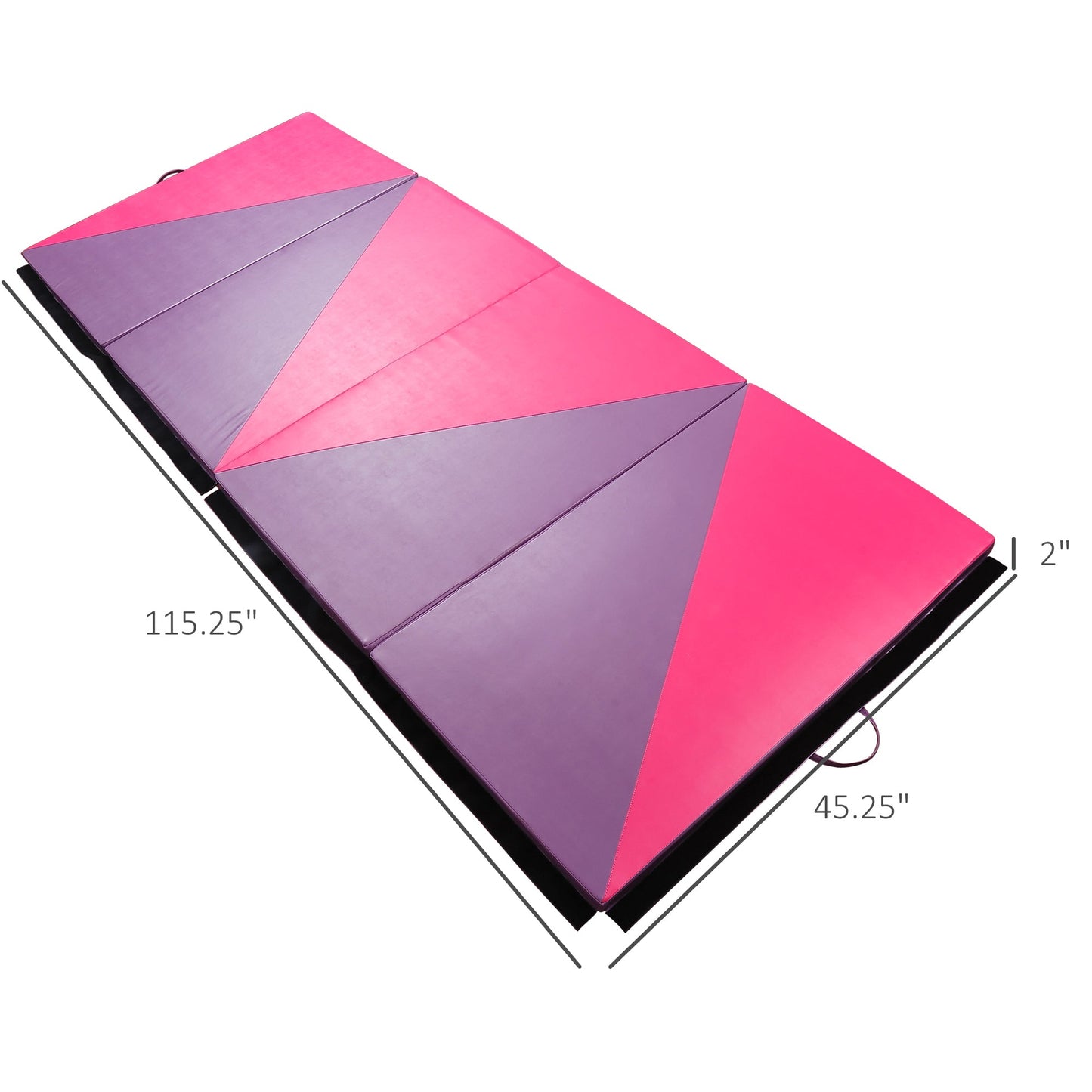 4'x10'x2'' Folding Gymnastics Tumbling Mat, Exercise Mat with Carrying Handles for Yoga, MMA, Martial Arts, Stretching, Core Workouts, Pink and Purple Gymnastics Mats   at Gallery Canada