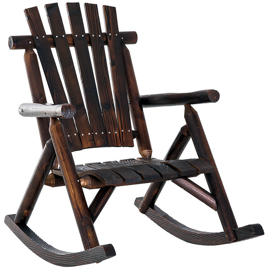 Char-Log Single Rocker Garden Rustic Outdoor Patio Adirondack Rocking Chair Yard Furniture Fir Wood Outdoor Rocking Chairs Carbonized  at Gallery Canada