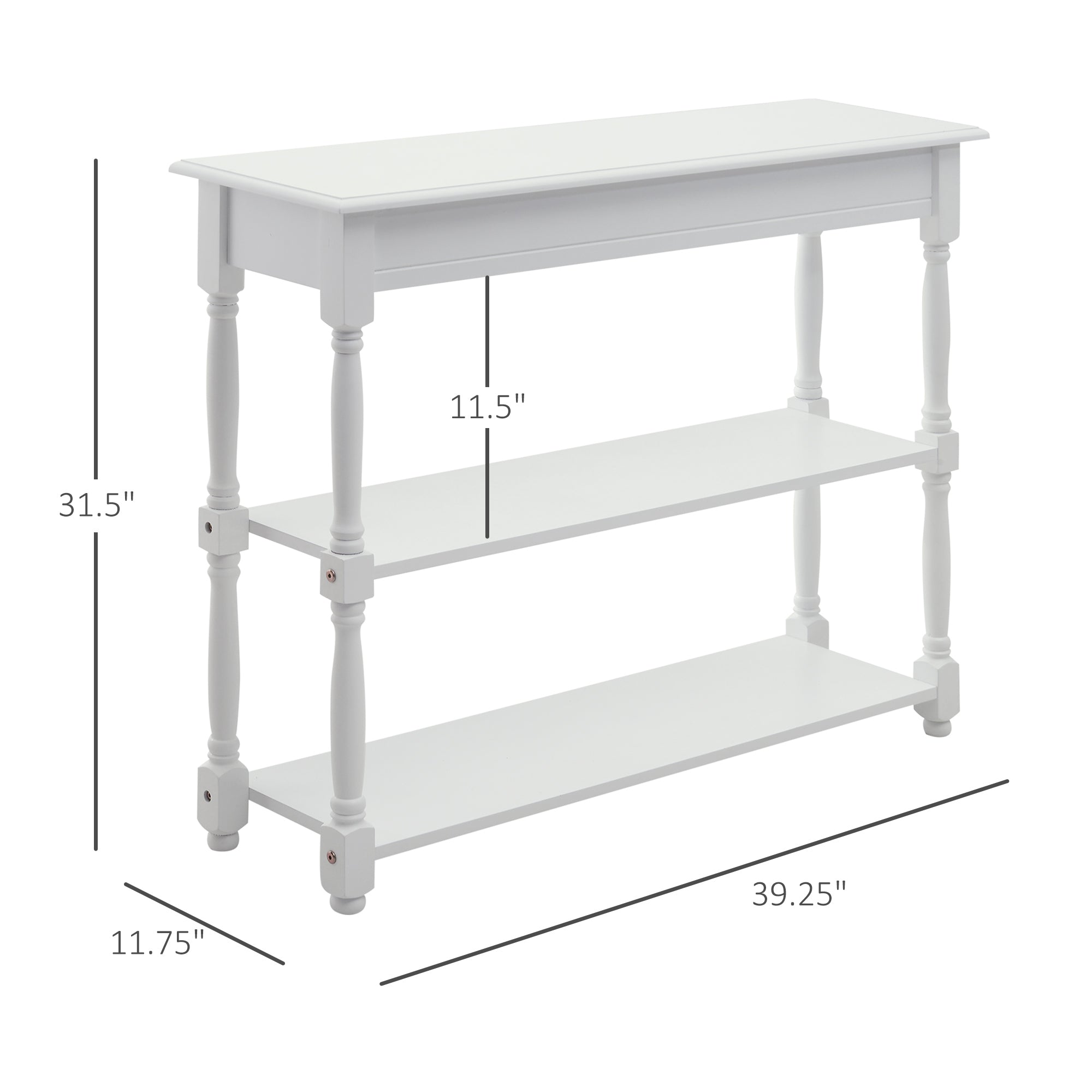 Console Table Modern Sofa Table with 2 Tier Shelves for Living Room, Entryway, Bedroom, Grey Console Tables   at Gallery Canada