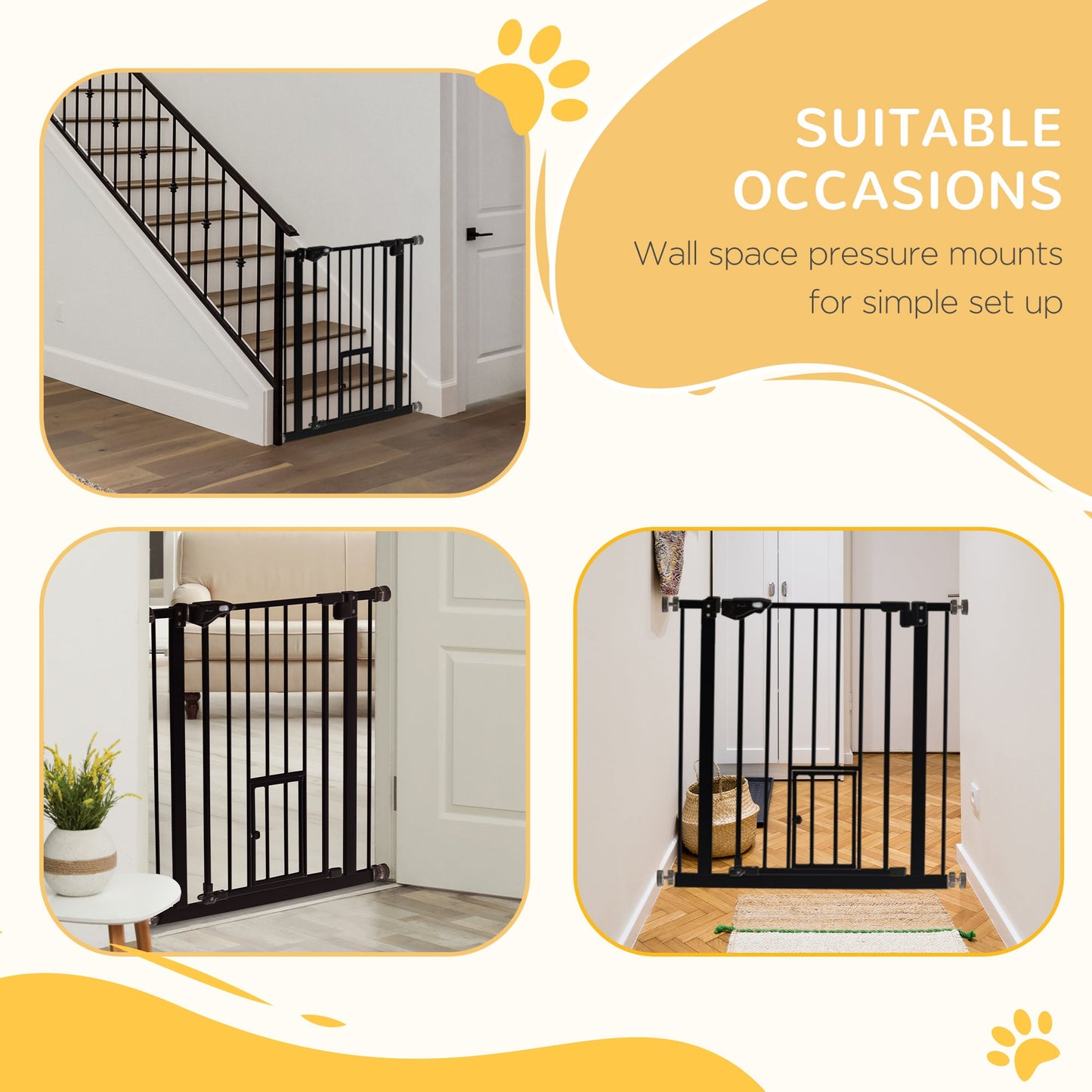 36" Easy Open Indoor Dog Gates for Doorways, House, Stair - Black Houses, Kennels & Pens   at Gallery Canada