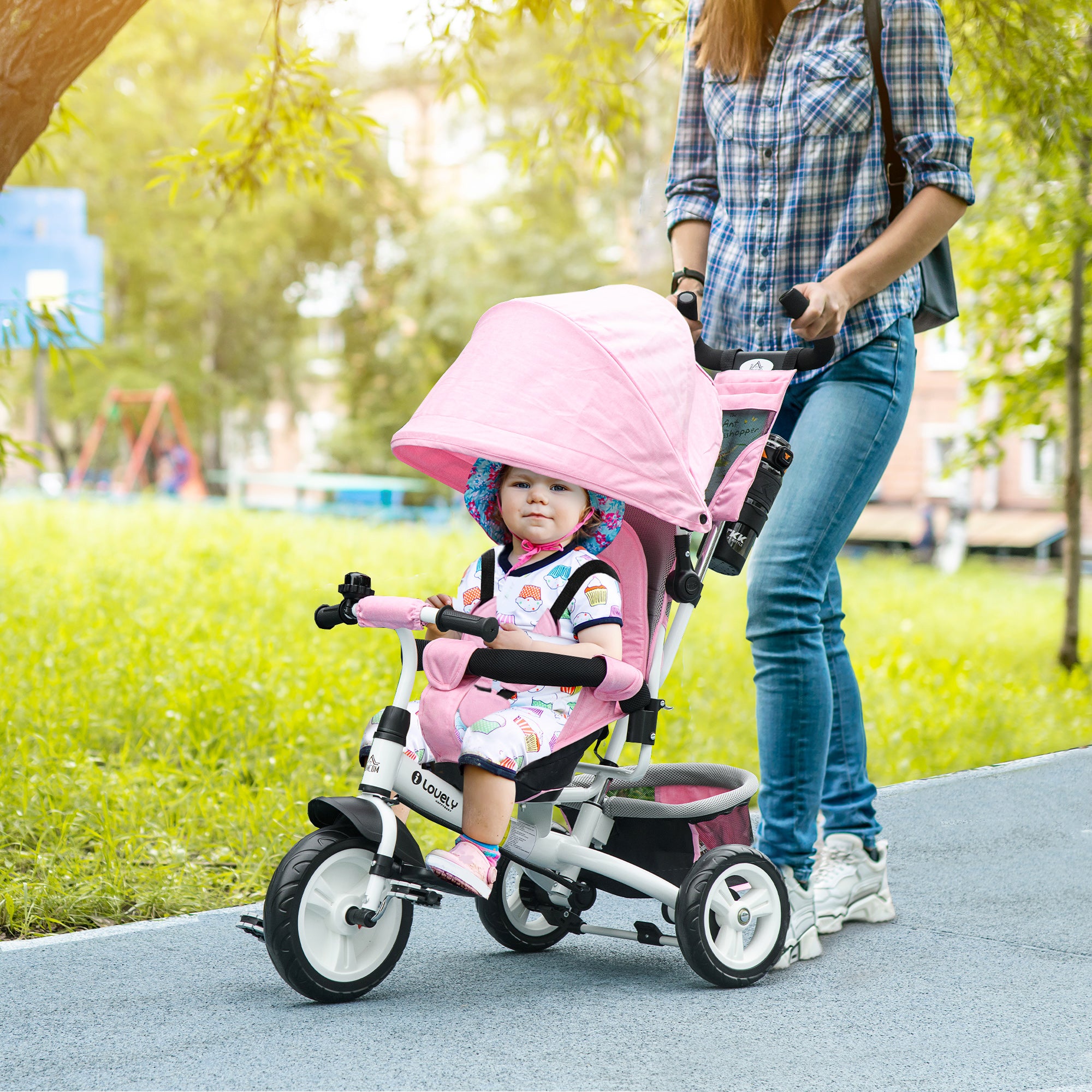 6 in 1 Tricycle for Toddler 1-5 Years with Parent-Push Handle, Pink Tricycles for Kids at Gallery Canada