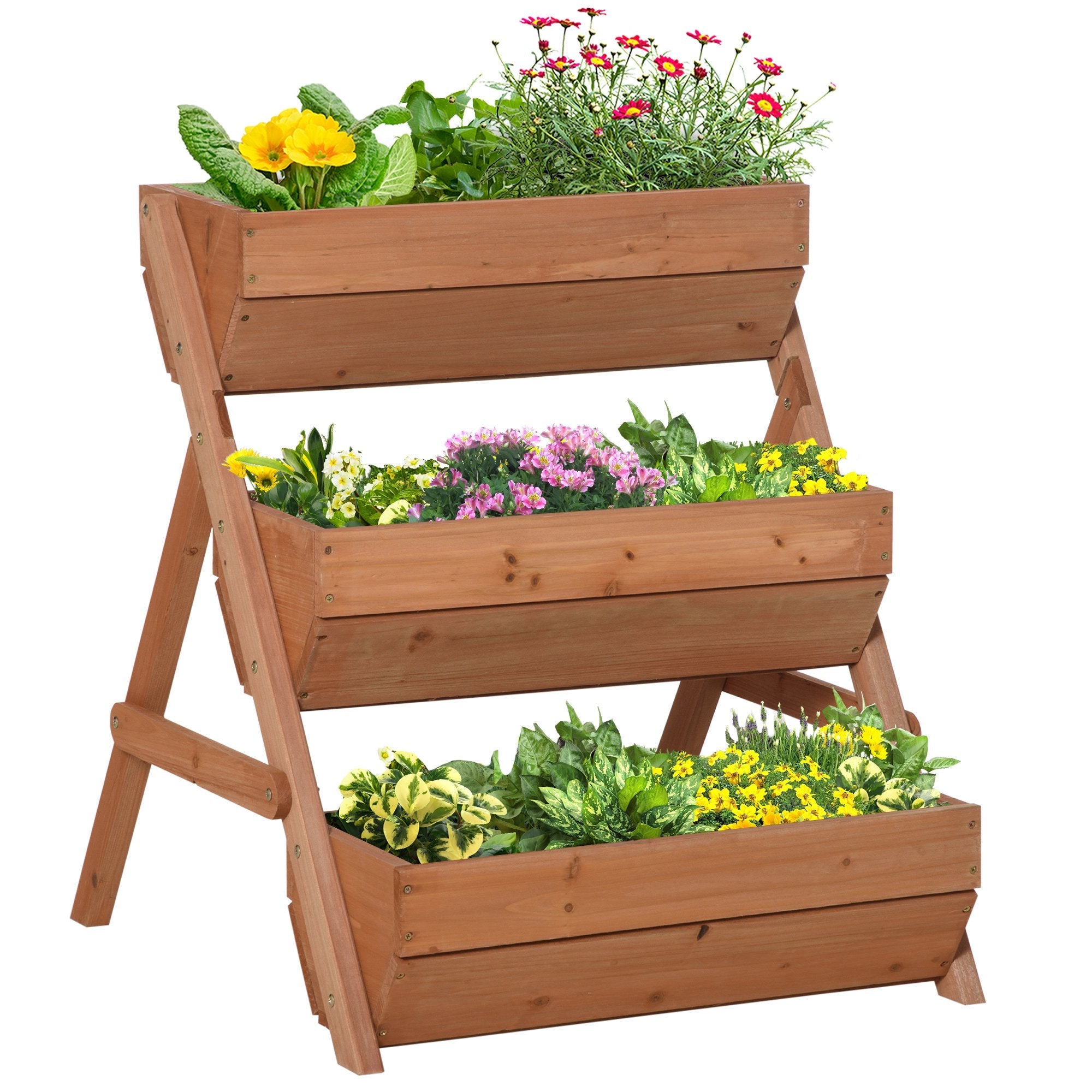 3 Tier Elevated Planter Box, Vertical Wooden Raised Garden Bed for Flowers, Vegetables, Herbs, 26