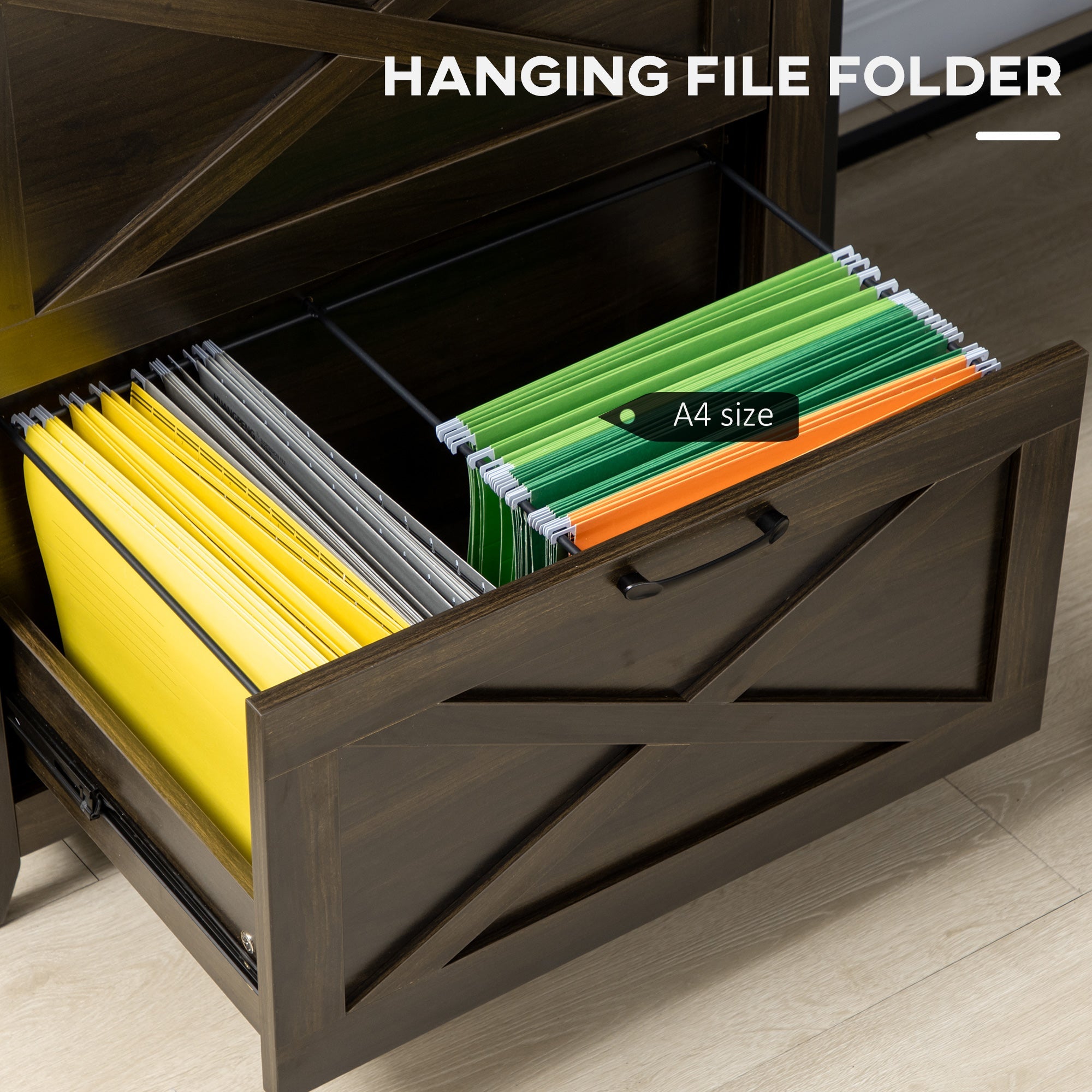 Vertical File Cabinet with Hanging Bars for A4 Size for Home Office, 29.9