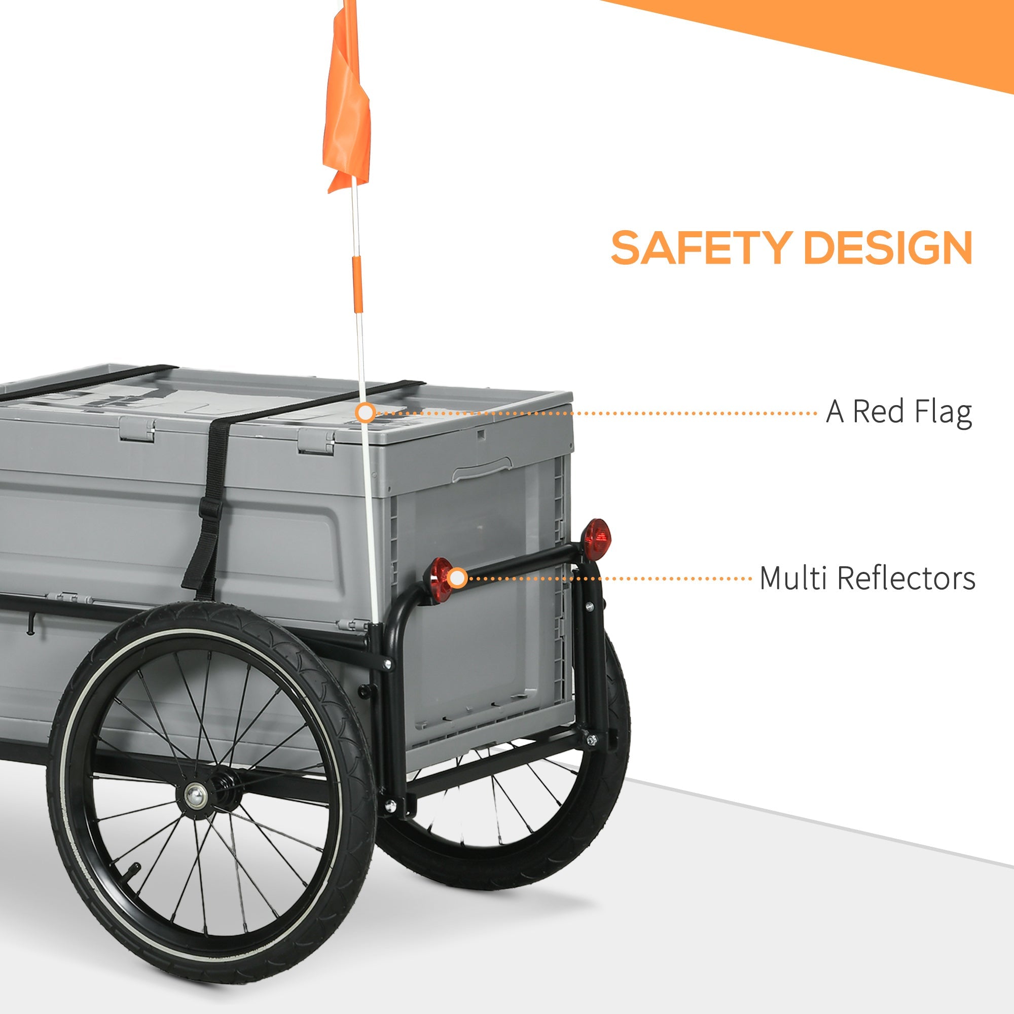 Steel Trailer for Bike, Bicycle Cargo Trailer with Storage Box, Folding Frame and Safe Reflectors, Max Load 88LBS Bike Cargo Trailers   at Gallery Canada