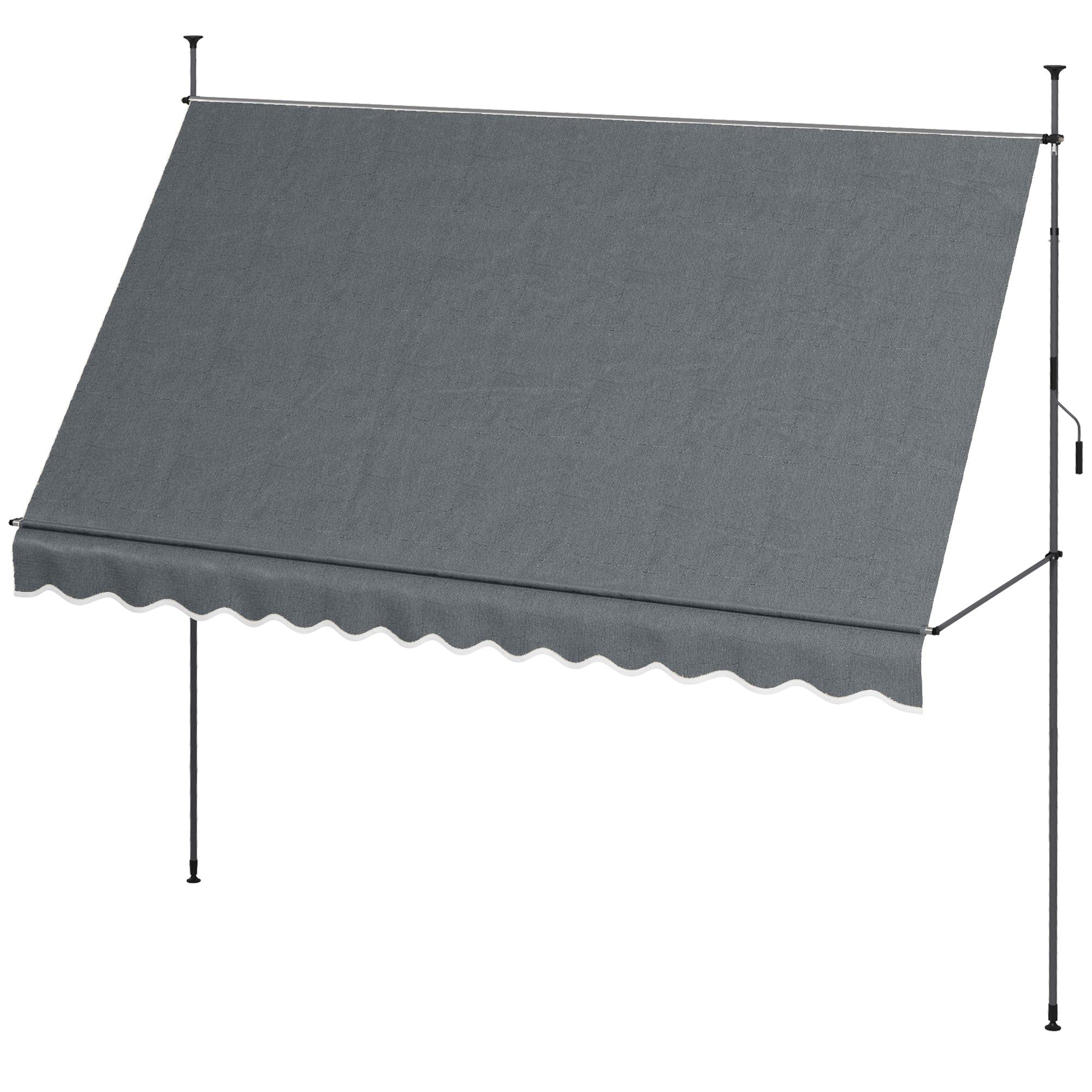 11.5' x 4' Manual Retractable Awning, Non-Screw Freestanding Patio Awning, UV Resistant, for Window or Door, Dark Grey Patio Awnings Dark Grey at Gallery Canada