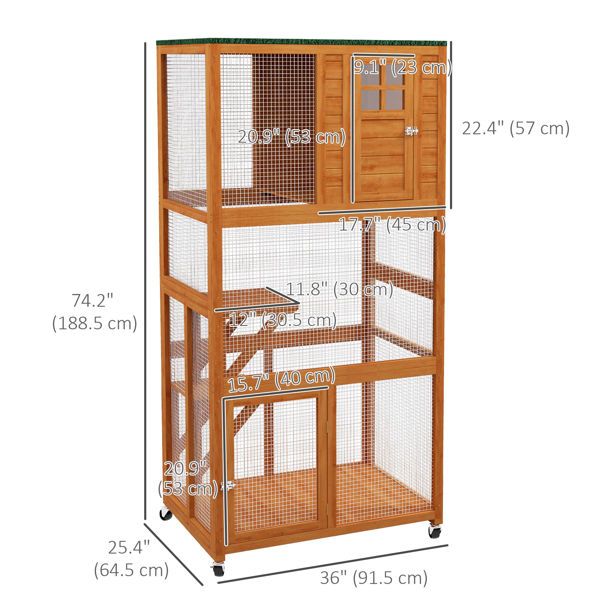 Large Catio Outdoor Wooden Cat House for 1-3 Kittens, Orange Outdoor Cat Enclosures Orange  at Gallery Canada