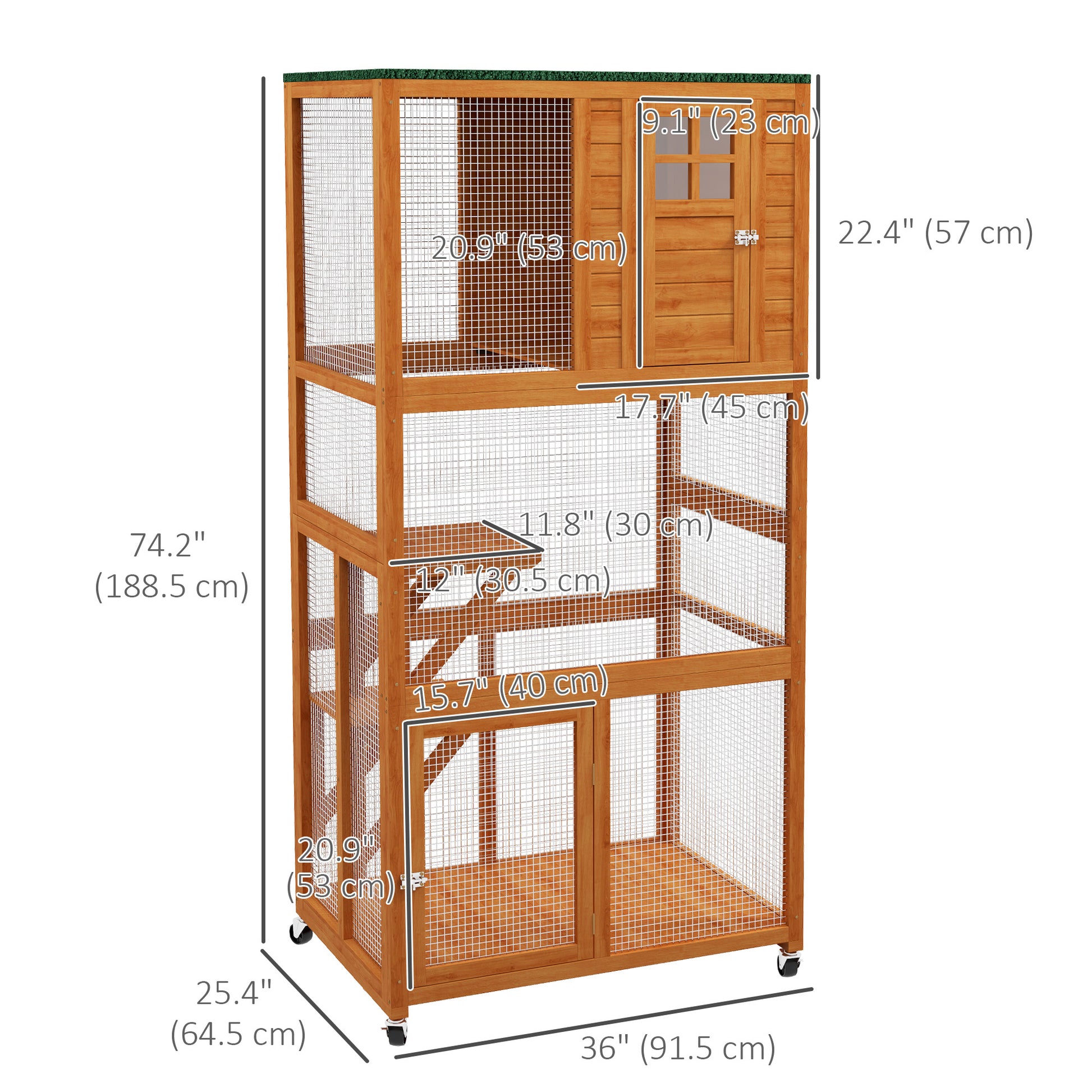 Large Catio Outdoor Wooden Cat House for 1-3 Kittens, Orange Outdoor Cat Enclosures Orange  at Gallery Canada