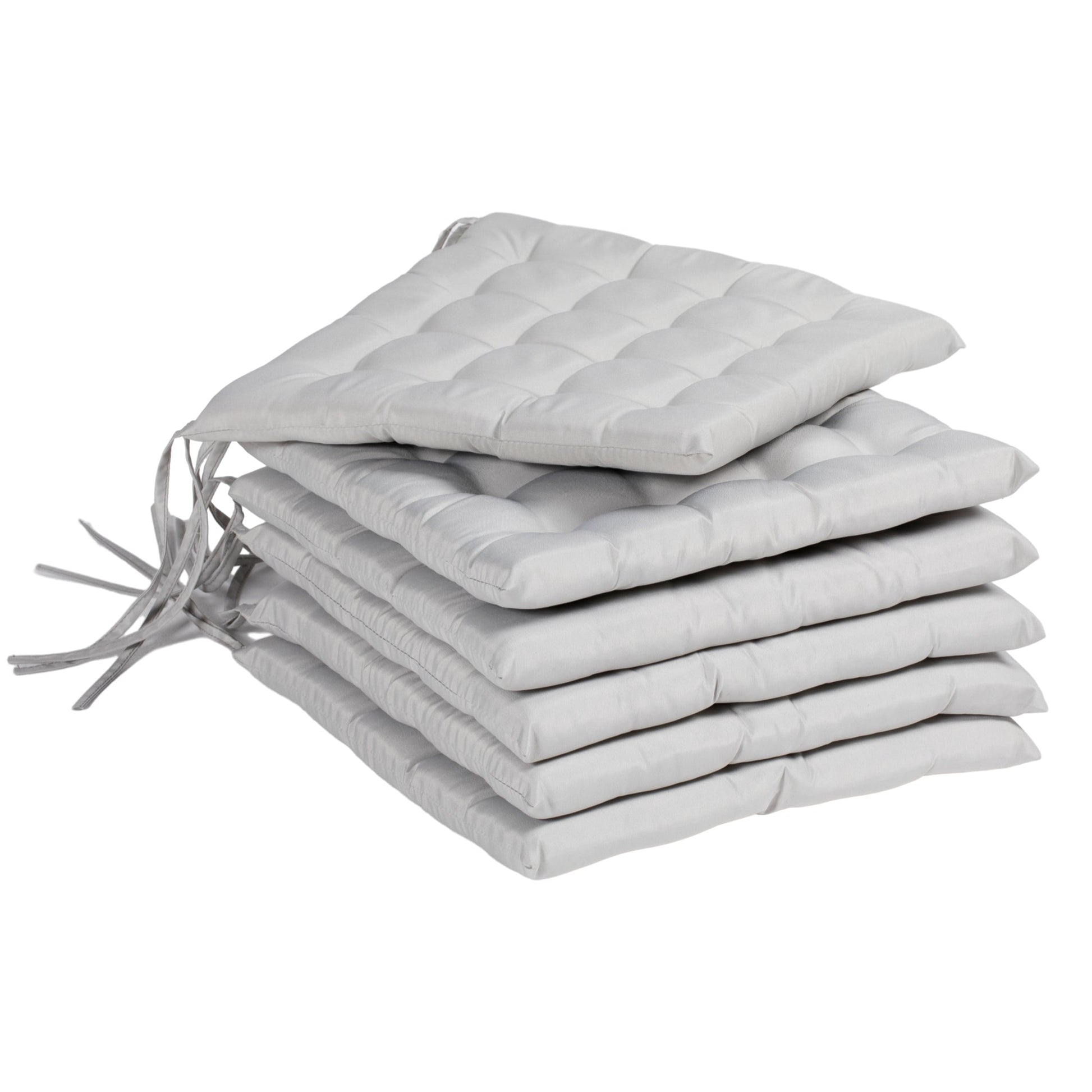 6-Piece Seat Cushion Pillows Replacement, Button Tufted Patio Chair Cushions Set with Ties, Light Grey Patio Chair Cushions   at Gallery Canada