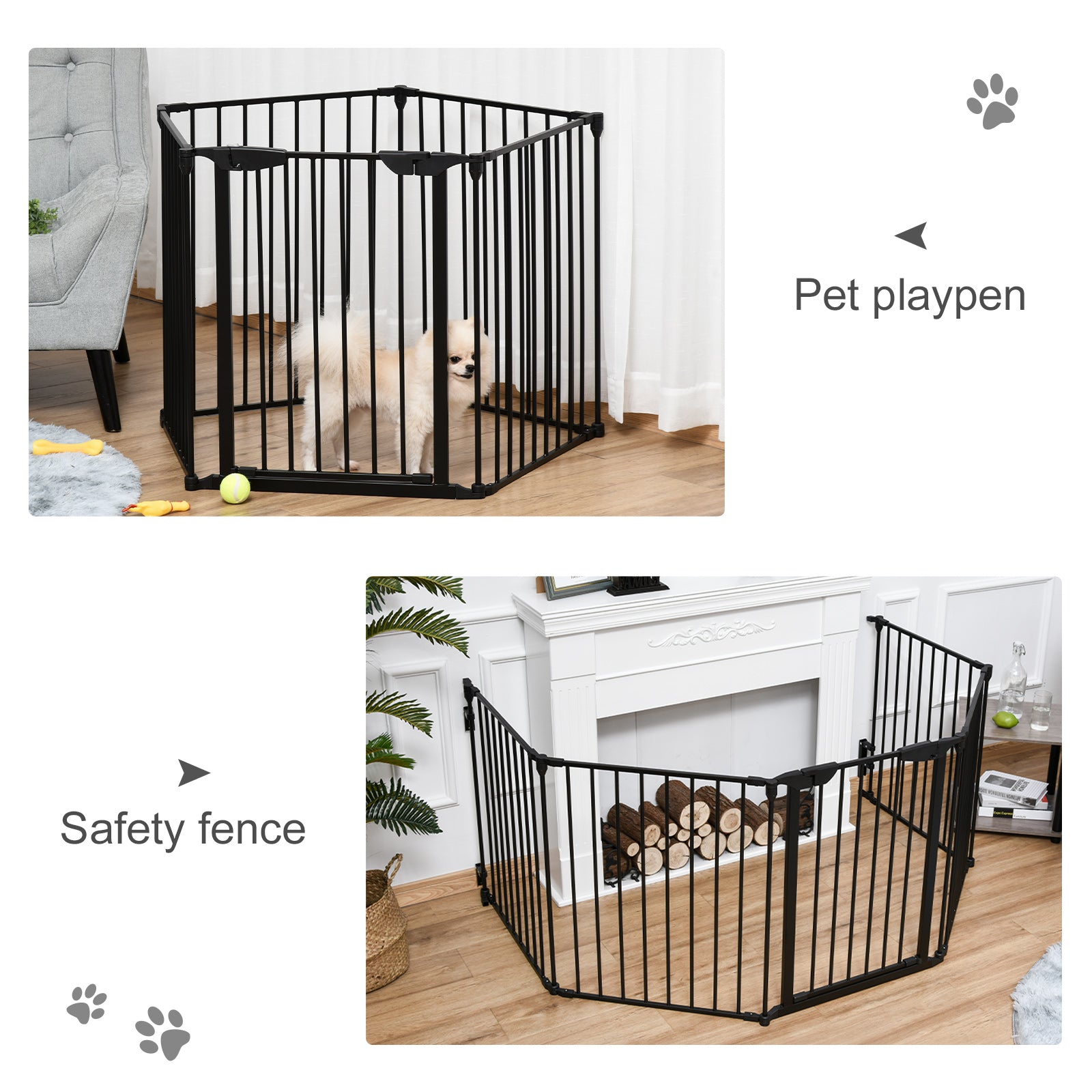 Foldable Dog Playpen Indoor for Small Medium Dogs with Door, for Stairway, Doorway, Hallway, Black Houses, Kennels & Pens   at Gallery Canada