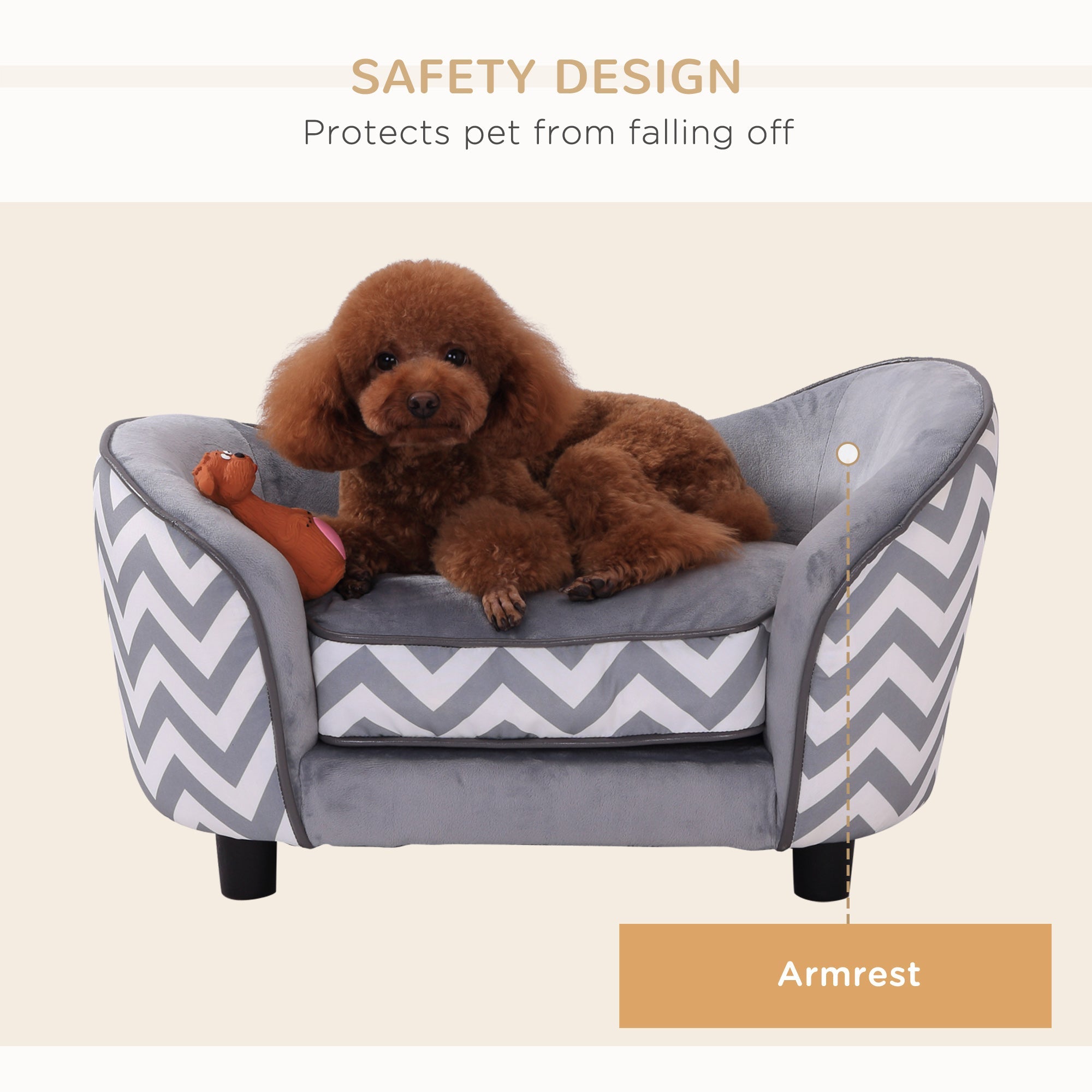 Pet Sofa Elevated Dog Bed Raised Cat Couch Puppy Furniture for Small Sized Dogs with Storage Removable Cushion Cover Grey Dog Sofas   at Gallery Canada