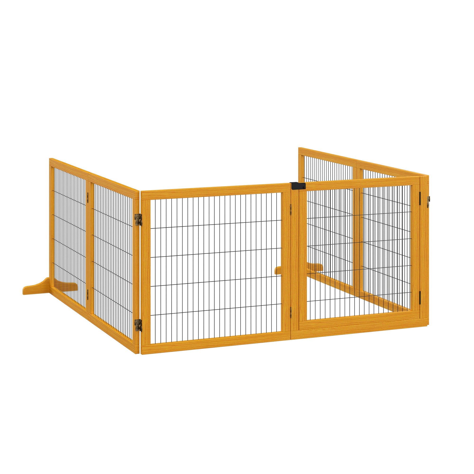 Wooden Freestanding Pet Gate w/ 2 Support Feet, Yellow Houses, Kennels & Pens   at Gallery Canada