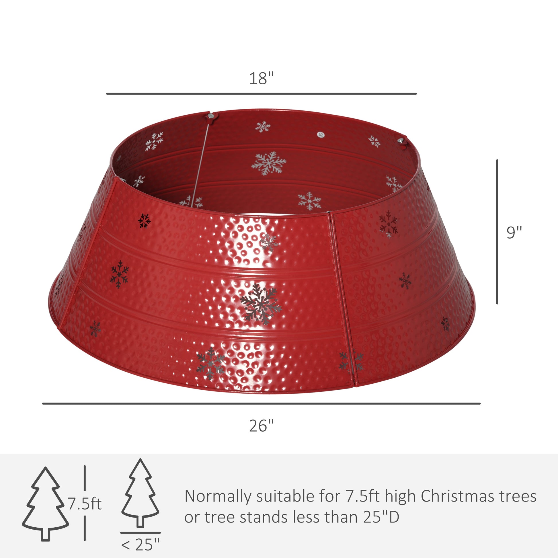 Christmas Tree Collar, 26" Metal Tree Ring Skirt, Home Xmas Decoration with Snowflake Engraving, Red Christmas Trees   at Gallery Canada