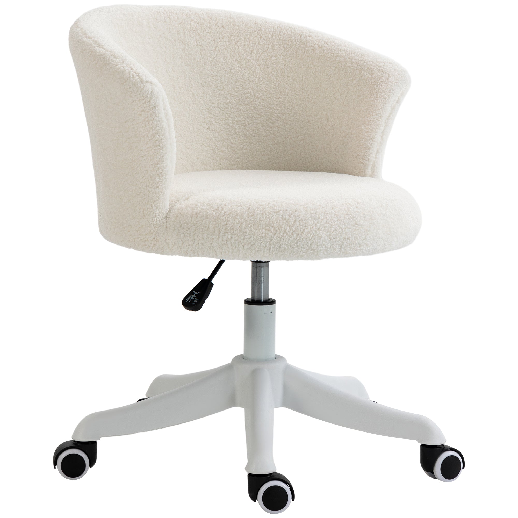 Armless Office Chair, Fluffy Computer Desk Chair with Adjustable Height, Swivel Wheels, Mid Back, White Task Chairs White at Gallery Canada
