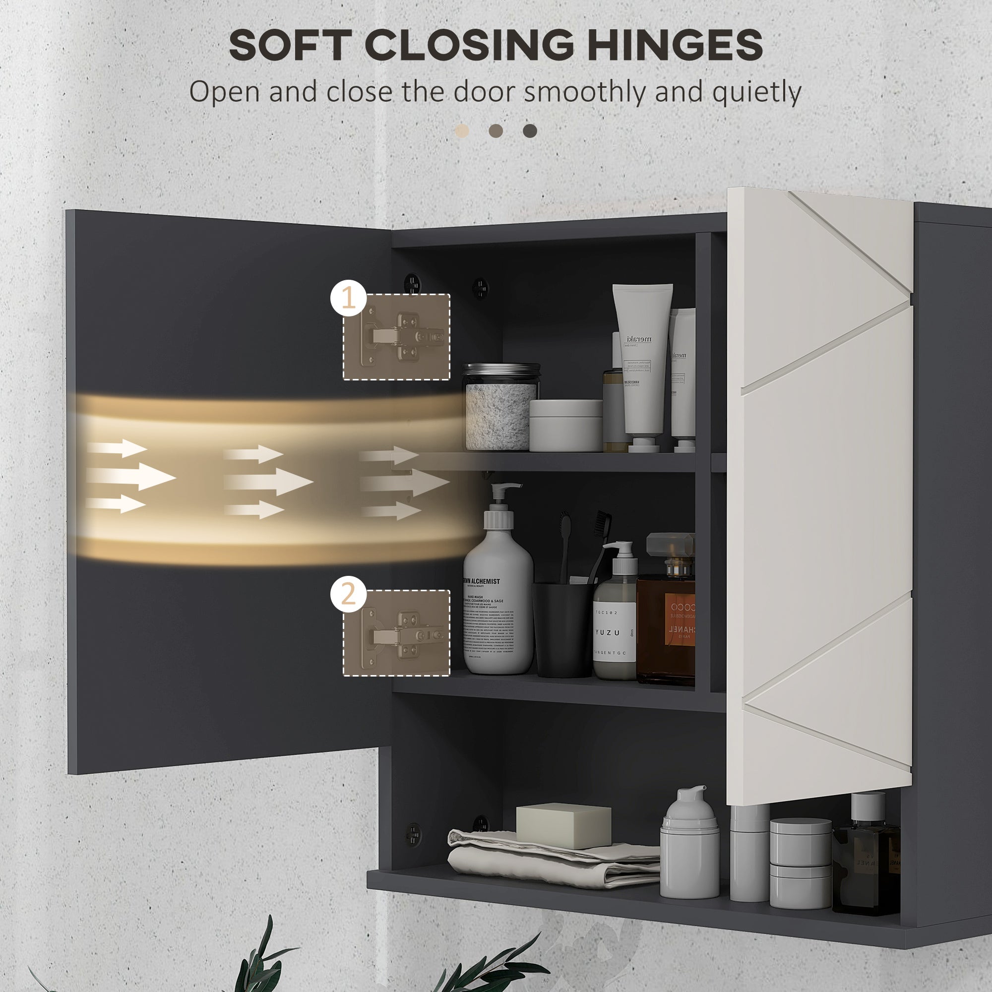 Medicine Cabinet, Wall Mounted Bathroom Mirror Cabinet with Mirrored Door, Adjustable Shelf and Soft Close Mechanism, Light Grey Mirror Medicine Cabinets at Gallery Canada