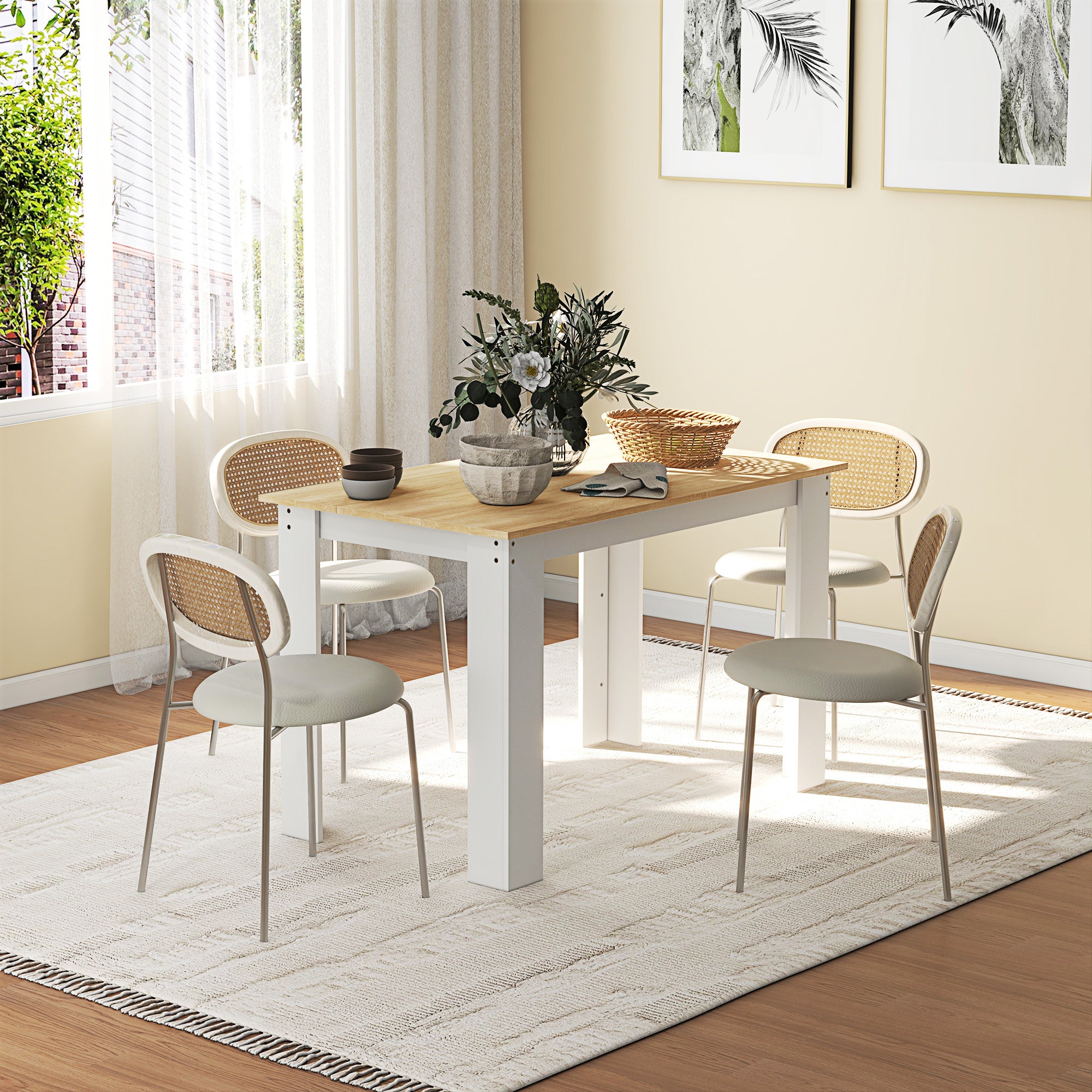 Kitchen Table for 4-6 People, Dining Table with Veneered Top for Dining Room, Oak Bar Tables at Gallery Canada