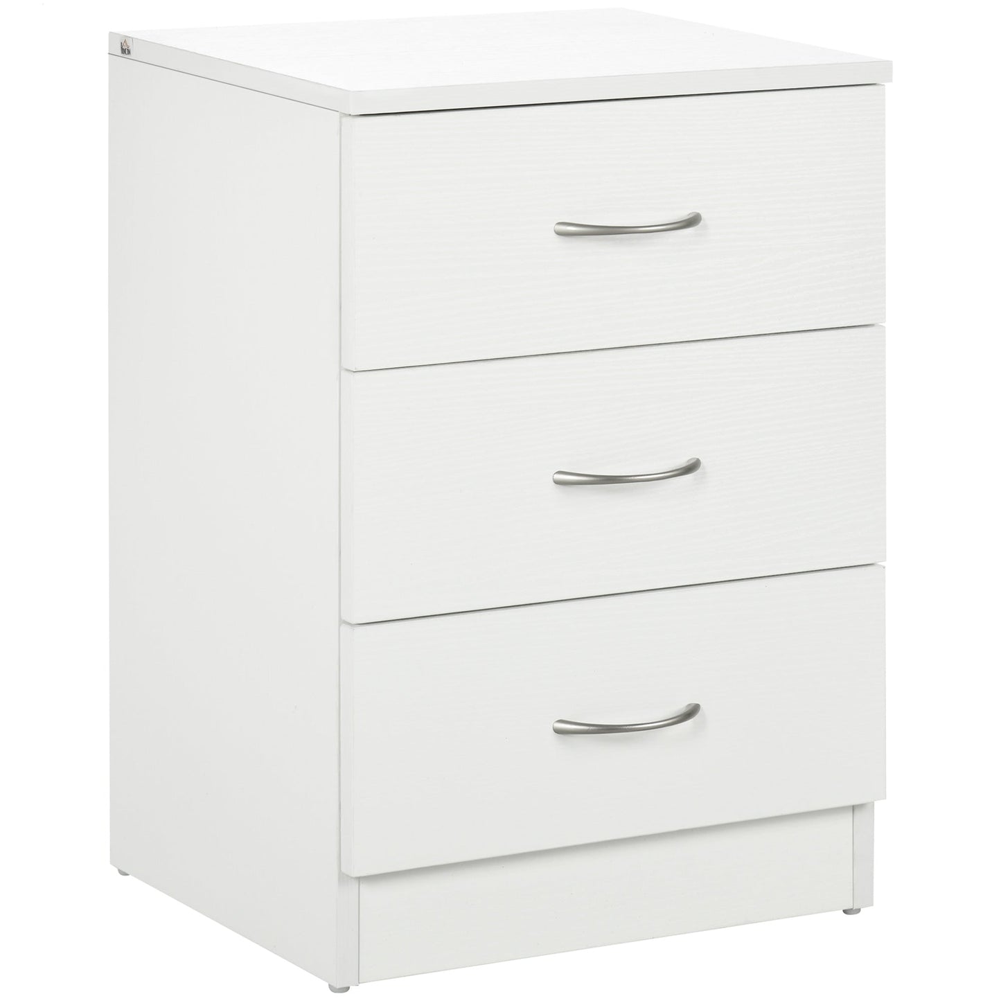 Bedside Table with 3 Drawers, Modern Wood Nightstand, Side Table with Anti-tipping Design for Bedroom, White Bedside Tables White  at Gallery Canada