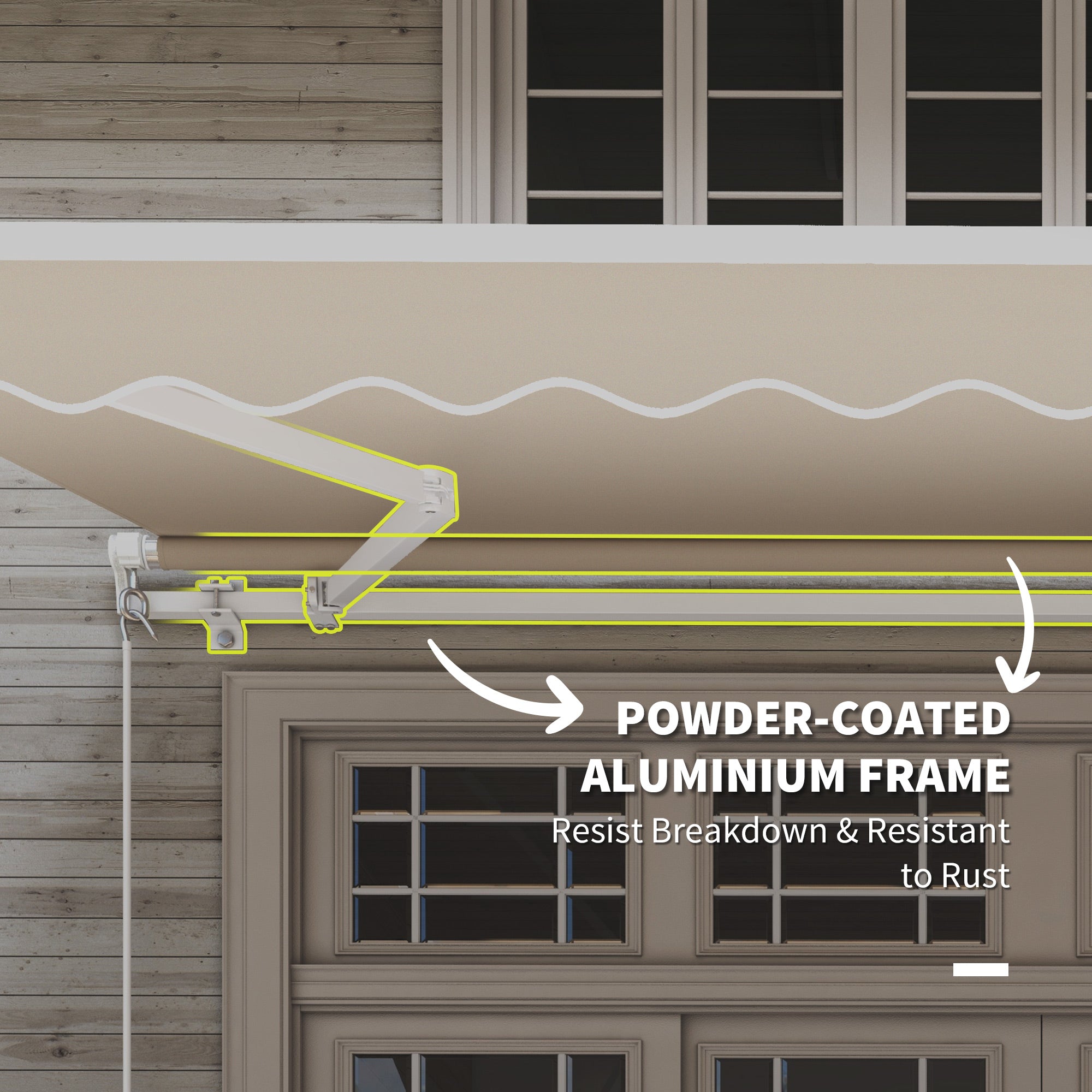 12' x 10' Retractable Awning Patio UV Resistant Fabric and Aluminum Frame for Deck, Balcony, Yard, Cream White Deck Awnings at Gallery Canada