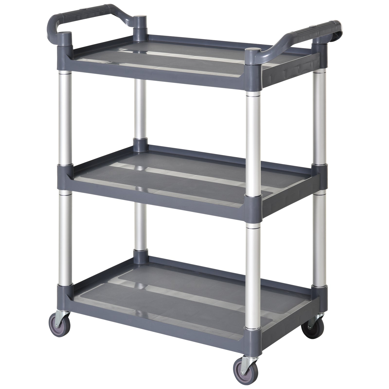 3-Tier Utility Cart Large Rolling Storage Trolley with 3 Shelves Metal Clean Service Cart, Restaurant, Hotel, Livingroom, Silver and Grey Kitchen Islands & Kitchen Carts Multi Colour  at Gallery Canada