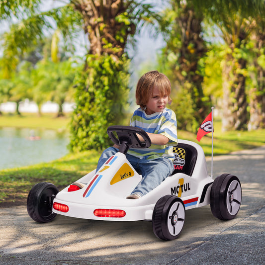 6V Electric Go Kart for Aged 3-5 Kids with Music, Light, Horn, White Electric Ride On Toys at Gallery Canada