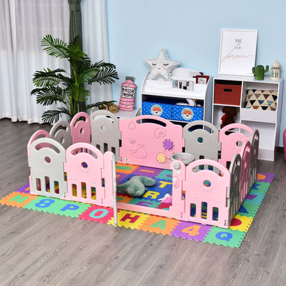 Baby Enclosure, 14 Panels Baby Playpen Baby Play Yard, Indoor &; Outdoor Kids Activity Center, Pink Baby Enclosures   at Gallery Canada