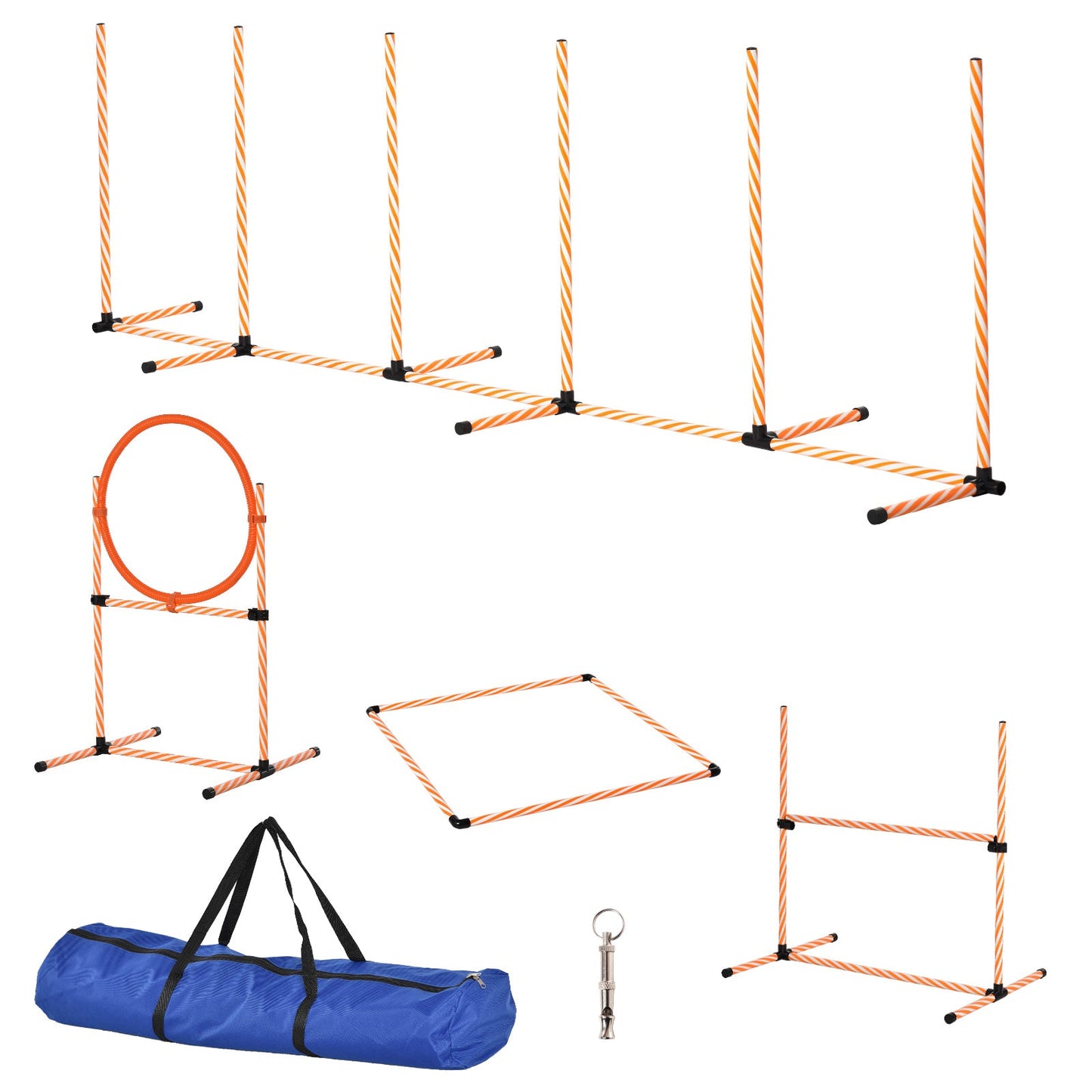 Portable 4PC Dog Agility Training Set with Adjustable Hurdles and Jump Ring, Orange Dog Agility Training Equipment Multi Colour  at Gallery Canada