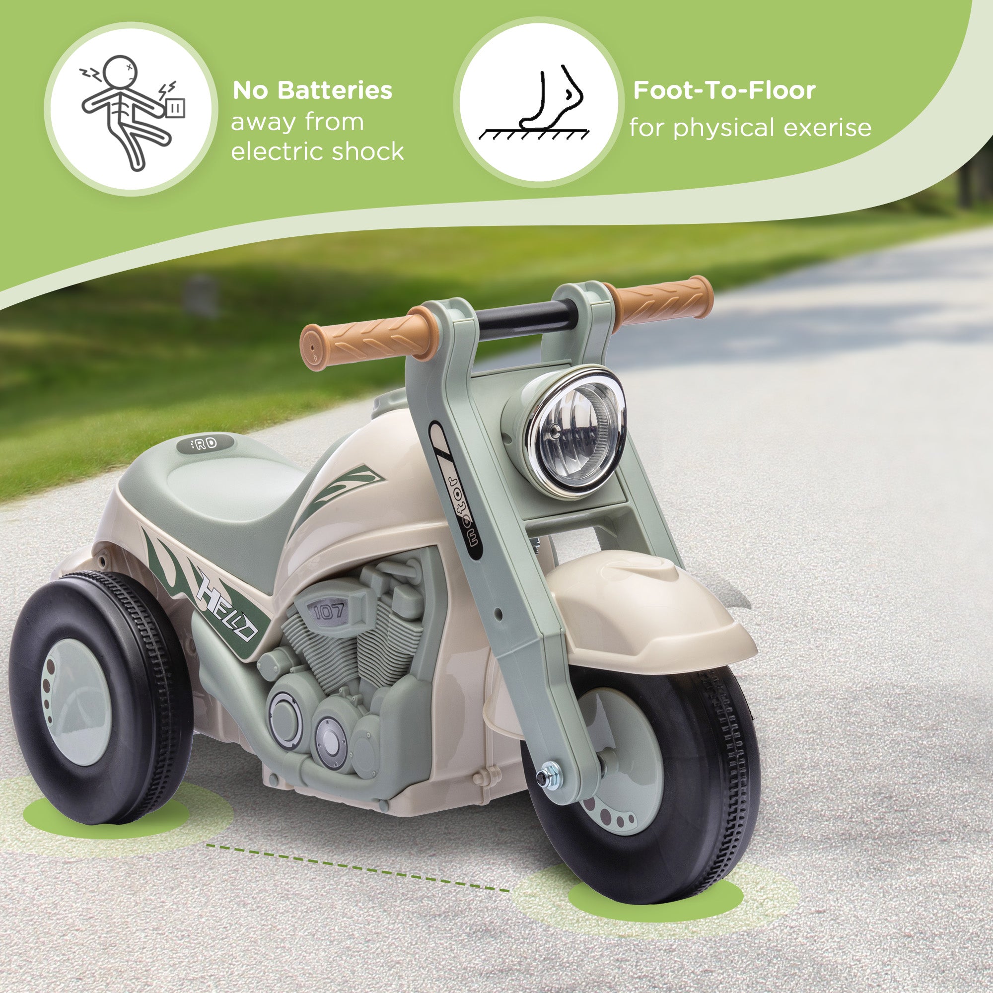 Foot to Floor Toddler Ride on Toy, Sliding Toddler Car with Music and Bubble, for 2-5 Years Old, Cream White Push Cars for Toddlers at Gallery Canada