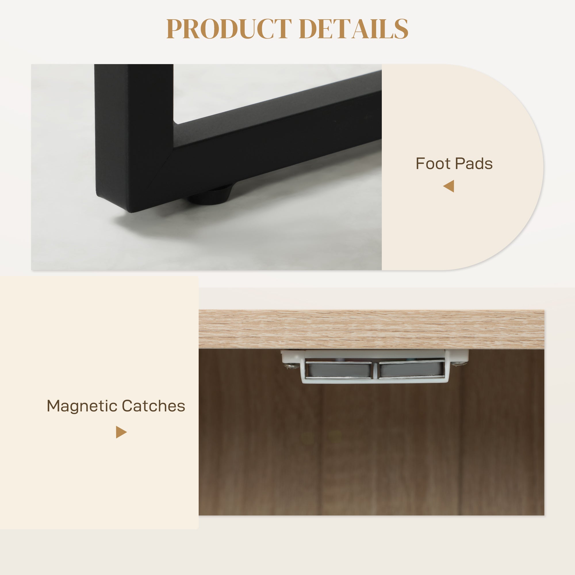Modern Sideboard, Buffet Cabinet with Adjustable Shelves, 3 Chevron Doors for Living Room, Hallway, Oak Wood Grain Storage Cabinets at Gallery Canada