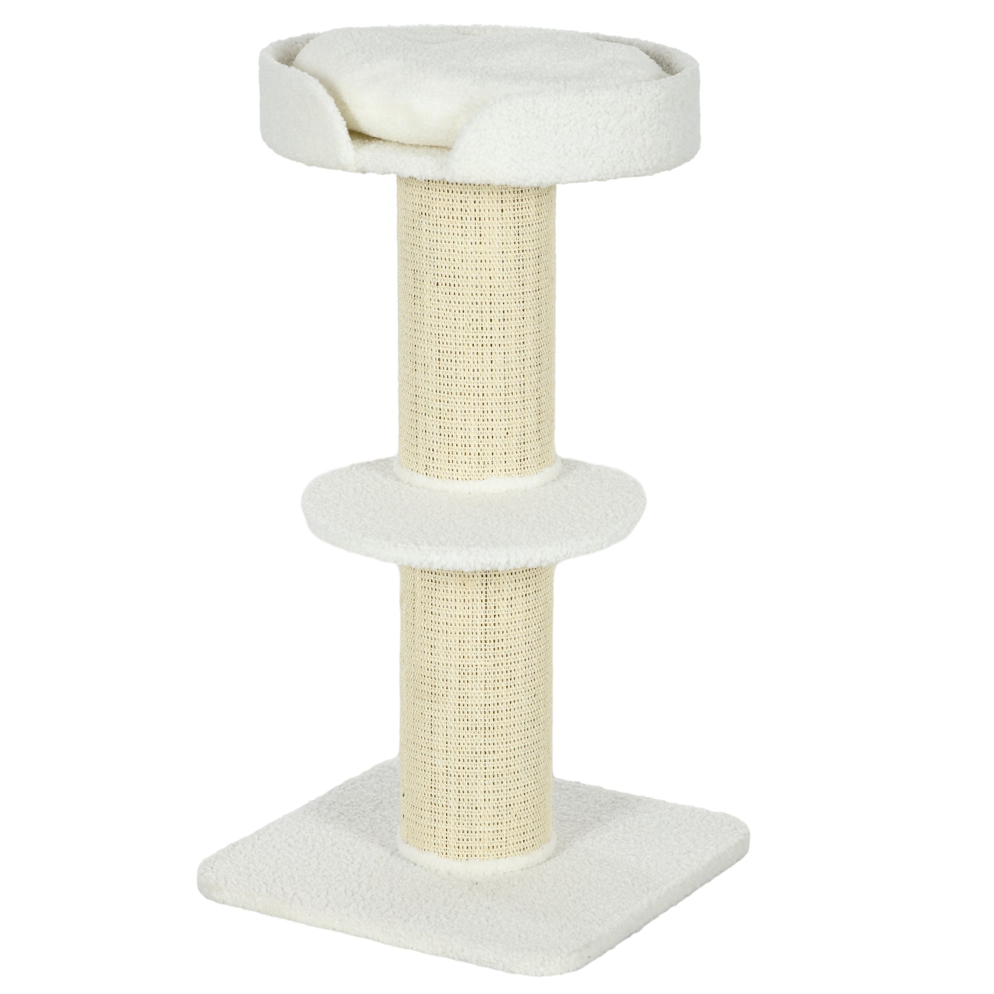 Cat Tree Kitty Tower with Sisal Mat Scratching Post, Cat Bed, Cushion, Perch, 18" x 18" x 36", Cream White Cat Towers   at Gallery Canada