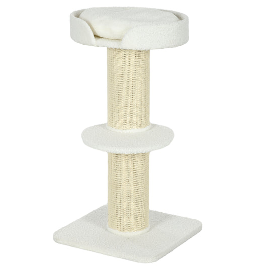 Cat Tree Kitty Tower with Sisal Mat Scratching Post, Cat Bed, Cushion, Perch, 18" x 18" x 36", Cream White Cat Towers   at Gallery Canada