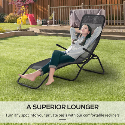 Zero Gravity Reclining Patio Lounge Chair with Footrests and Armrests, Black Lounger Chairs   at Gallery Canada