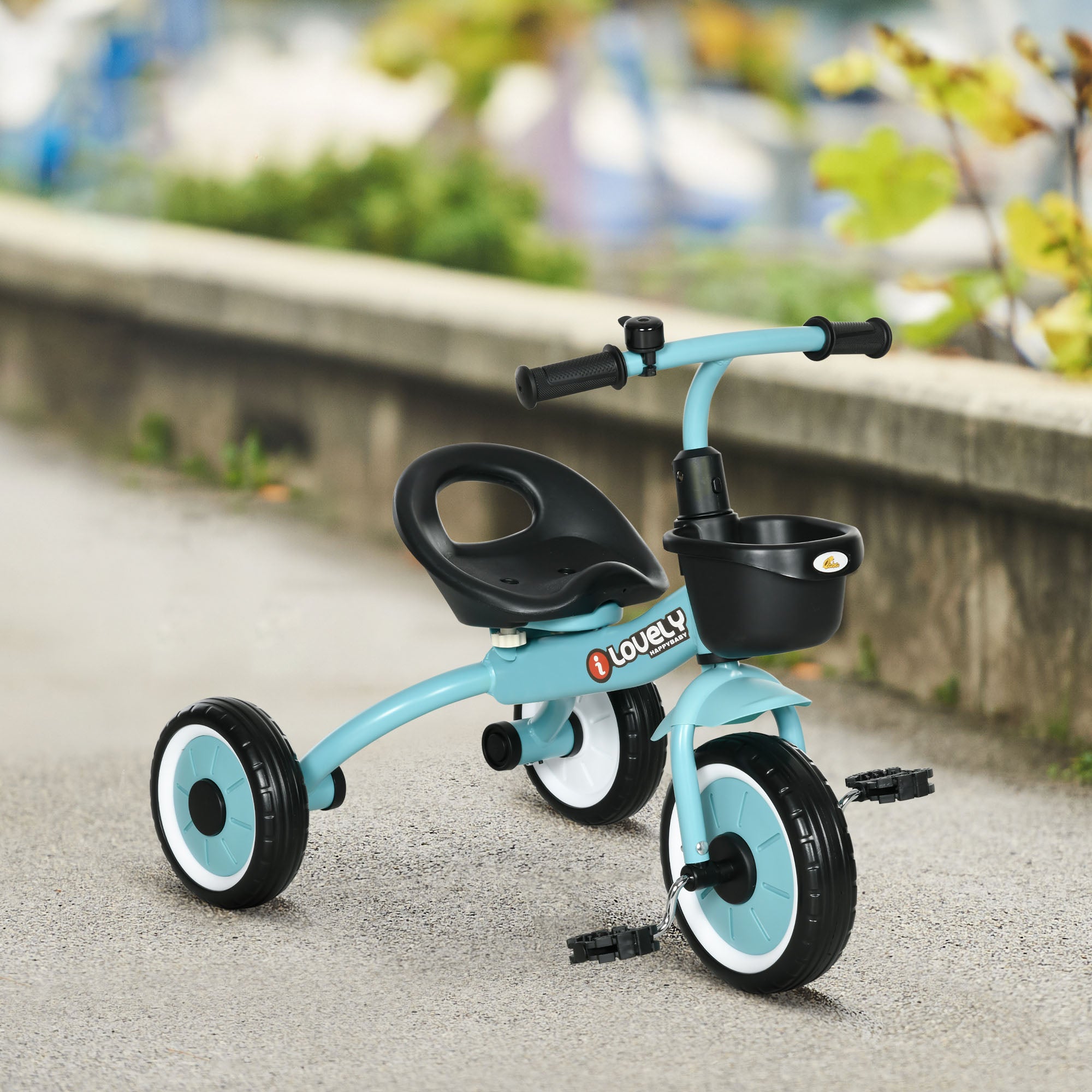 Tricycle for Toddler 2-5 Year Old Girls and Boys, Toddler Bike with Adjustable Seat, Basket, Bell, Blue Tricycles for Kids at Gallery Canada