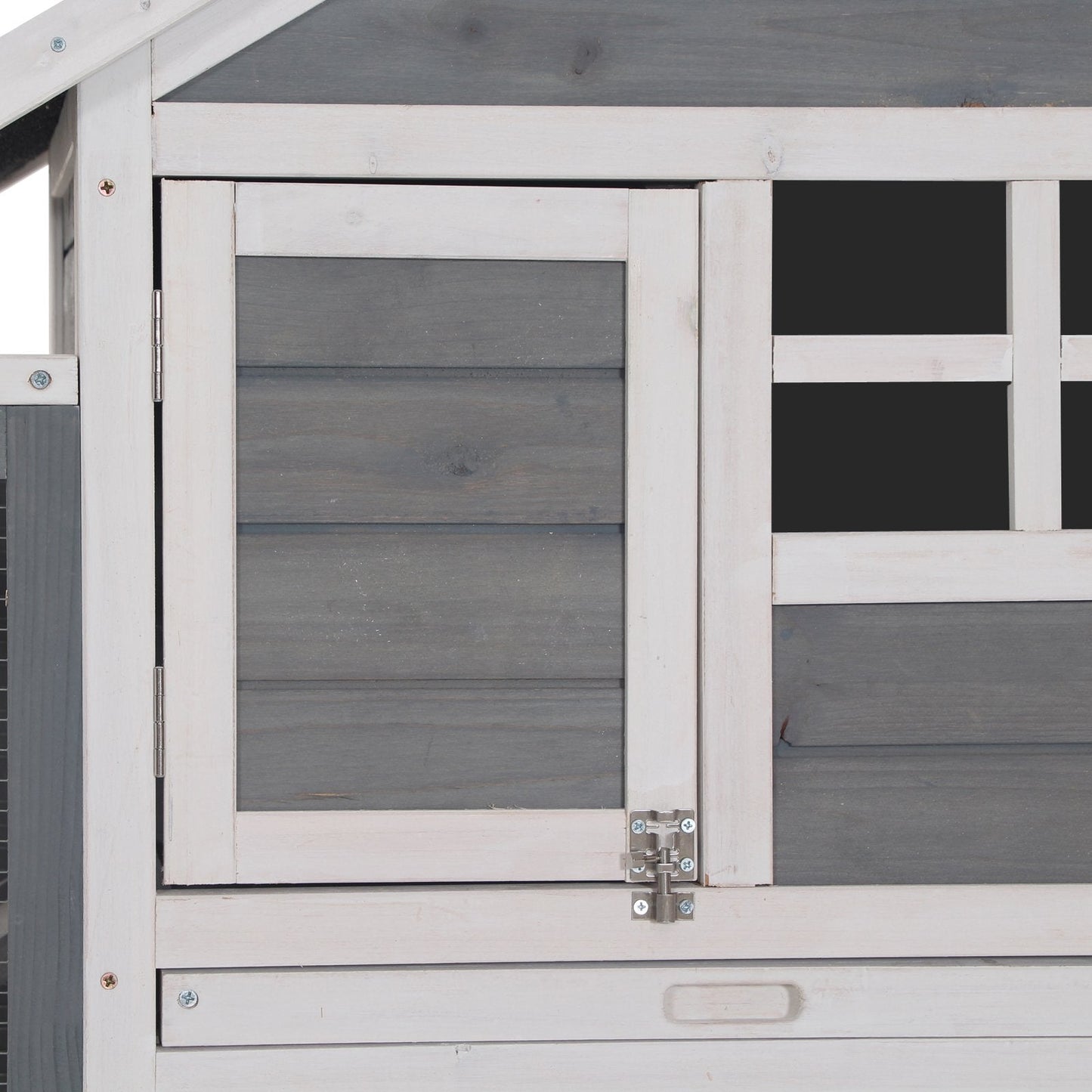 48" Weatherproof Wooden Rabbit Hutch With Slant Roof And Screened Outdoor Run, Grey Rabbit Hutch   at Gallery Canada