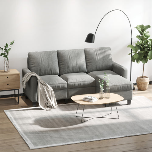 L-Shape Sofa, Modern Sectional Couch with Ottoman, Corner Sofa for Living Room, Light Grey
