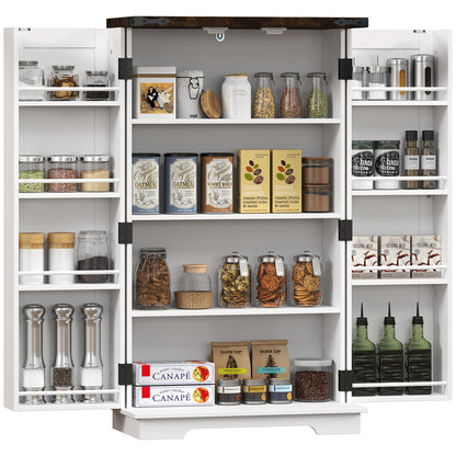 Farmhouse Kitchen Pantry Storage Cabinet, Kitchen Pantry Cabinet with Doors and Adjustable Shelves, White Kitchen Pantry Cabinets at Gallery Canada