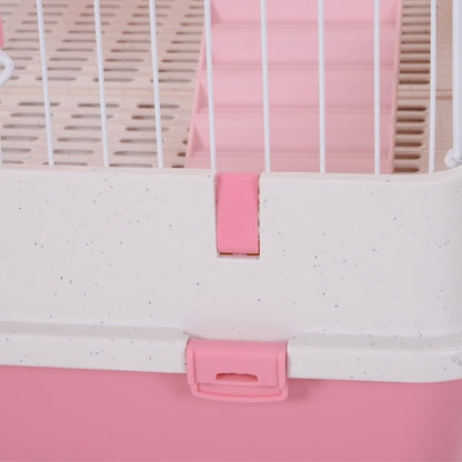 32"L 4-Level Small Animal Cage with Universal Lockable Wheels, Slide-out Tray for Bunny, Chinchillas, Ferret, Pink Houses & Habitats   at Gallery Canada