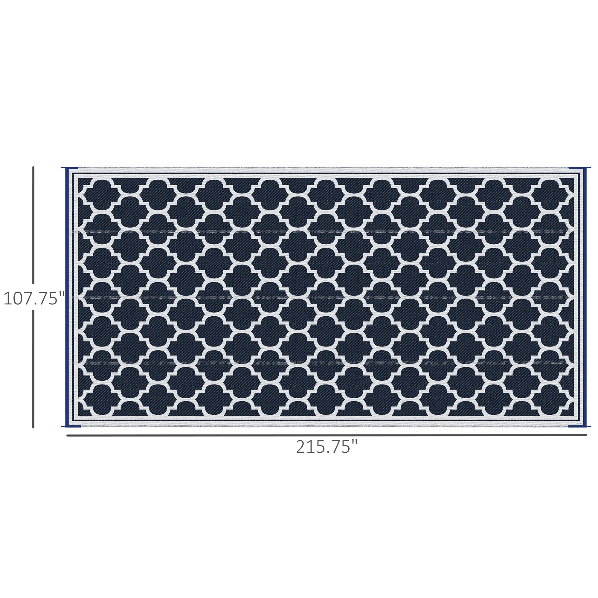 Reversible Outdoor RV Rug, 9' x 18' Patio Floor Mat, Plastic Straw Rug for Backyard, Deck, Picnic, Beach, Camping, Dark Blue and White Outdoor Reversible Rugs at Gallery Canada