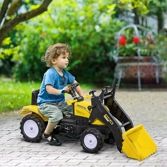 Ride on Tractor for Kids, Pedal Construction Car with Front Loader Digger for 3 Year Old, Yellow Toy Excavators   at Gallery Canada