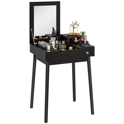 Makeup Vanity Table with Flip-up Mirror, Modern Dressing Table with 2 Drawers for Bedroom, Black Dressing & Vanity Tables   at Gallery Canada