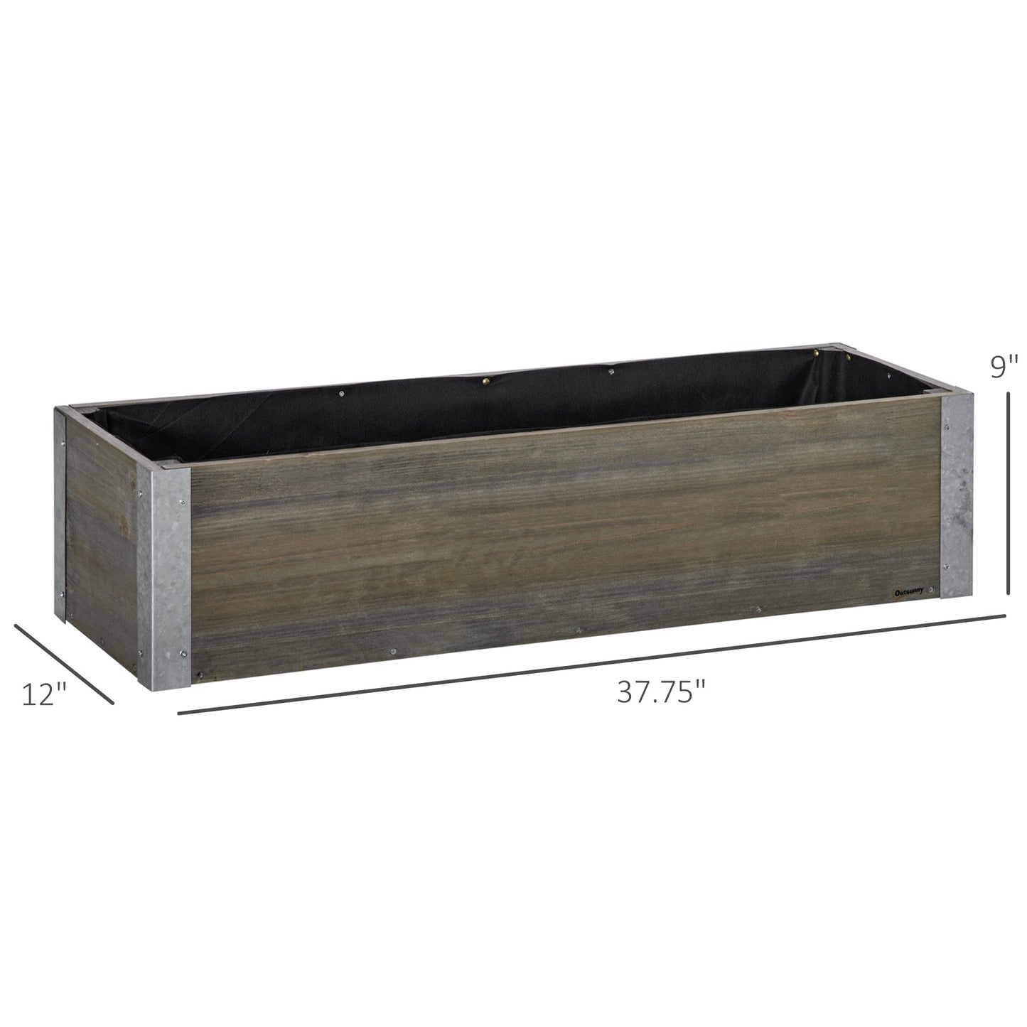 38" x 12" Raised Garden Bed Elevated Wooden Planter Box Outdoor for Backyard, Patio to Grow Vegetables, Herbs, and Flowers, Light Grey Galvanized Planter Boxes   at Gallery Canada