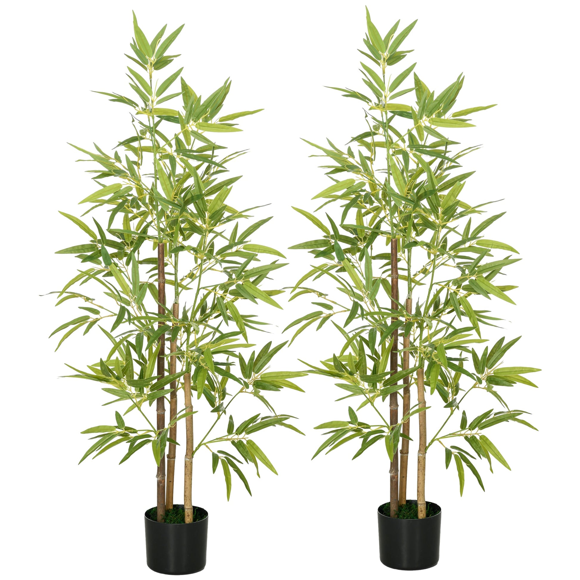 Set of 2 4ft Artificial Tree, Indoor Fake Bamboo with Pot, for Home Office Living Room Decor Artificial Trees Green, Black at Gallery Canada