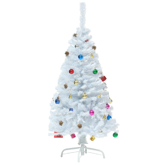 4ft Decorated Christmas Tree, Artificial Christmas Tree with Ornaments for Holidays, Party, White White Christmas Trees   at Gallery Canada