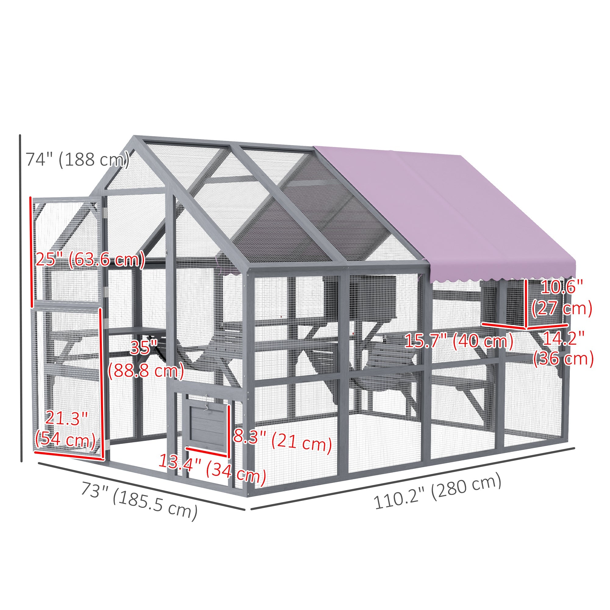 Outdoor Cat Enclosure Wooden Feral Cat House w/ Weatherproof Canopy, Bridges, Resting Boxes, Platforms, for 3-6 Cats Outdoor Cat Enclosures   at Gallery Canada