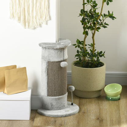 23" Cat Scratching Post with Covered Plush, Play Balls, for Indoor Cats, Grey Cat Posts   at Gallery Canada