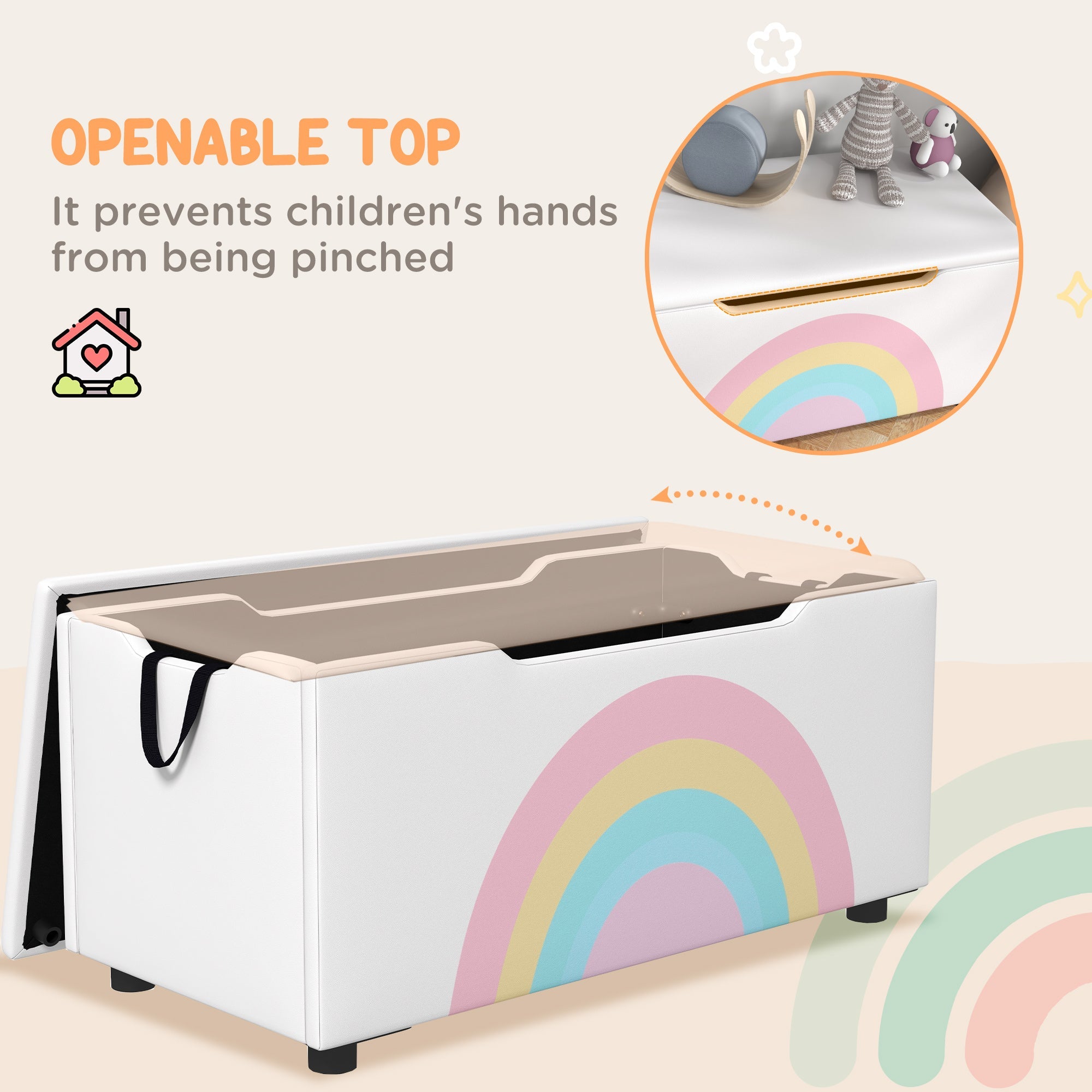 Toy Chest, Kids Toy Bench Box, Lightweight Storage Bench with Lid and Side Handles, for Nursery Room Playroom Bedroom, Gift for 3-8 Years Old, White Baby & Kids Storage   at Gallery Canada